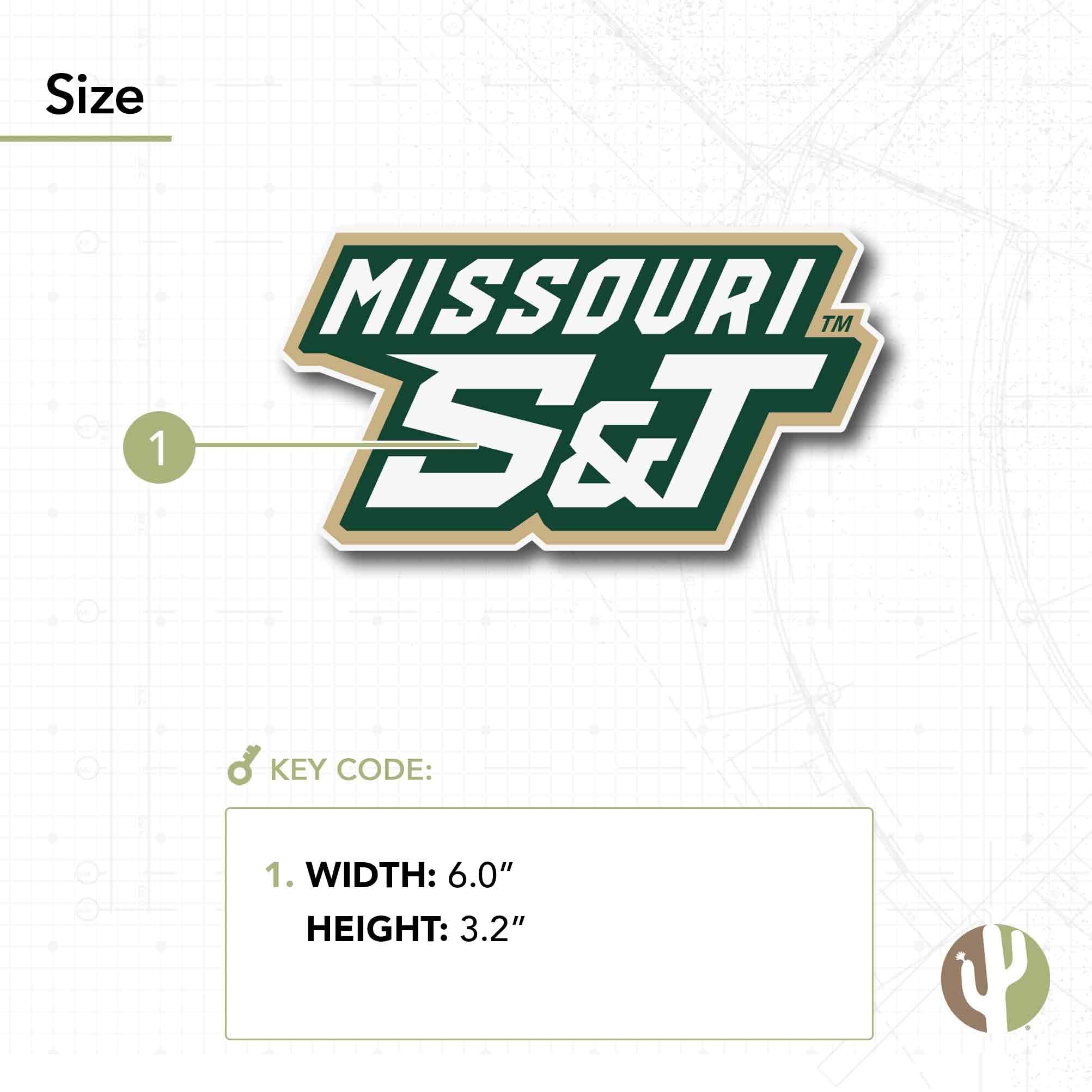 Missouri S&T Miners Vinyl Decal Sticker - Desert Cactus Design for Laptop, Water Bottle, Car & Scrapbook | Durable University of Science and Technology Decal | Perfect for College Pride, Gifts & School Spirit