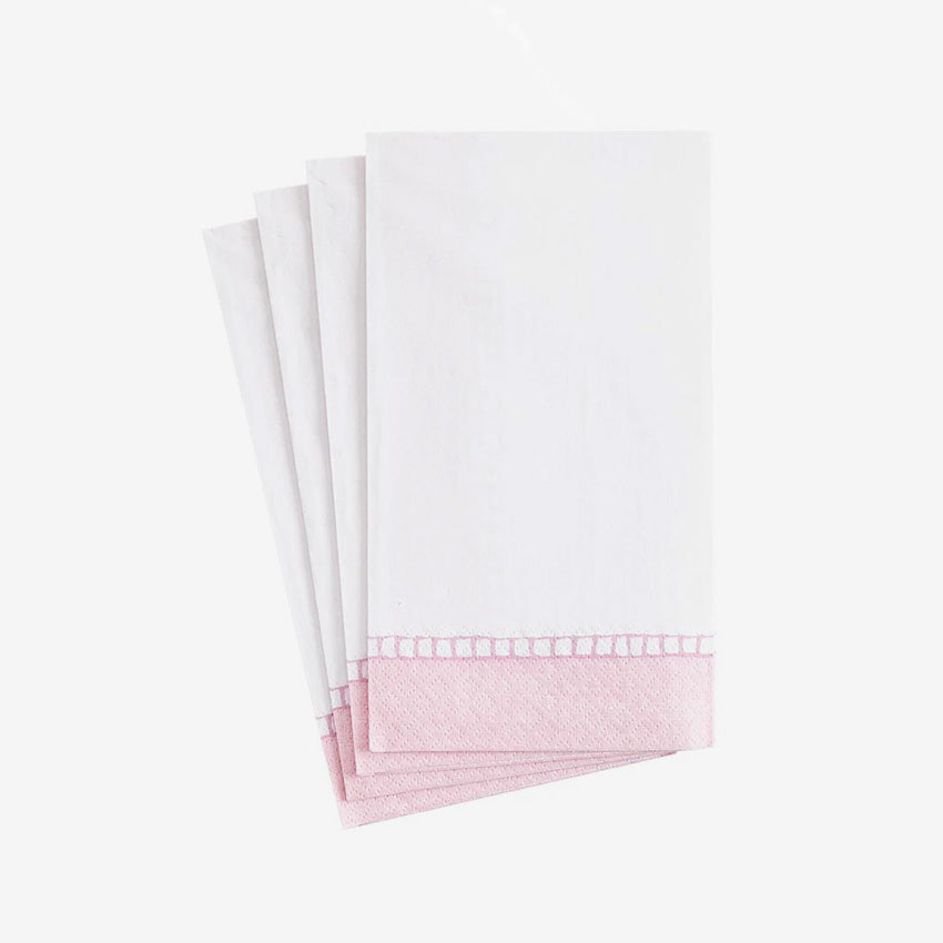 Caspari Premium Linen Border Paper Napkins - Elegant Disposable Dinner Napkins for Parties, Weddings & Formal Events