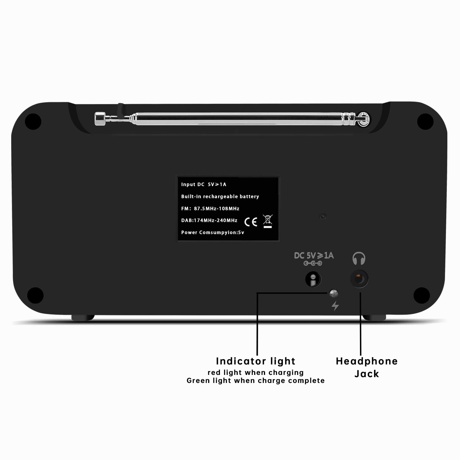 Portable Digital Radio with DAB/DAB+ & FM, USB Rechargeable 20 Hours Playtime, 10 Preset Stations, Headphone Jack, LCD Screen - Perfect for Home, Office, Kitchen, Garden & Outdoor Use