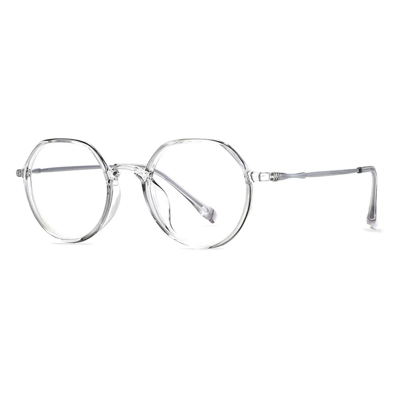CCspace Unisex Full Rim Round TR90 Titanium Eyeglasses Frame 57100 - Lightweight & Durable for Work, Reading & Everyday Wear