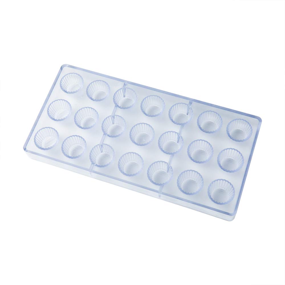 Pastry Tek 10.8 x 5.3 Inch Peanut Butter Cup Molds - 21 Cavity Freezer & Dishwasher Safe Polycarbonate Candy Pan | Easy Release Durable Chocolate & Candy Making Tray for Homemade Treats, Party Favors & Baking Decorations