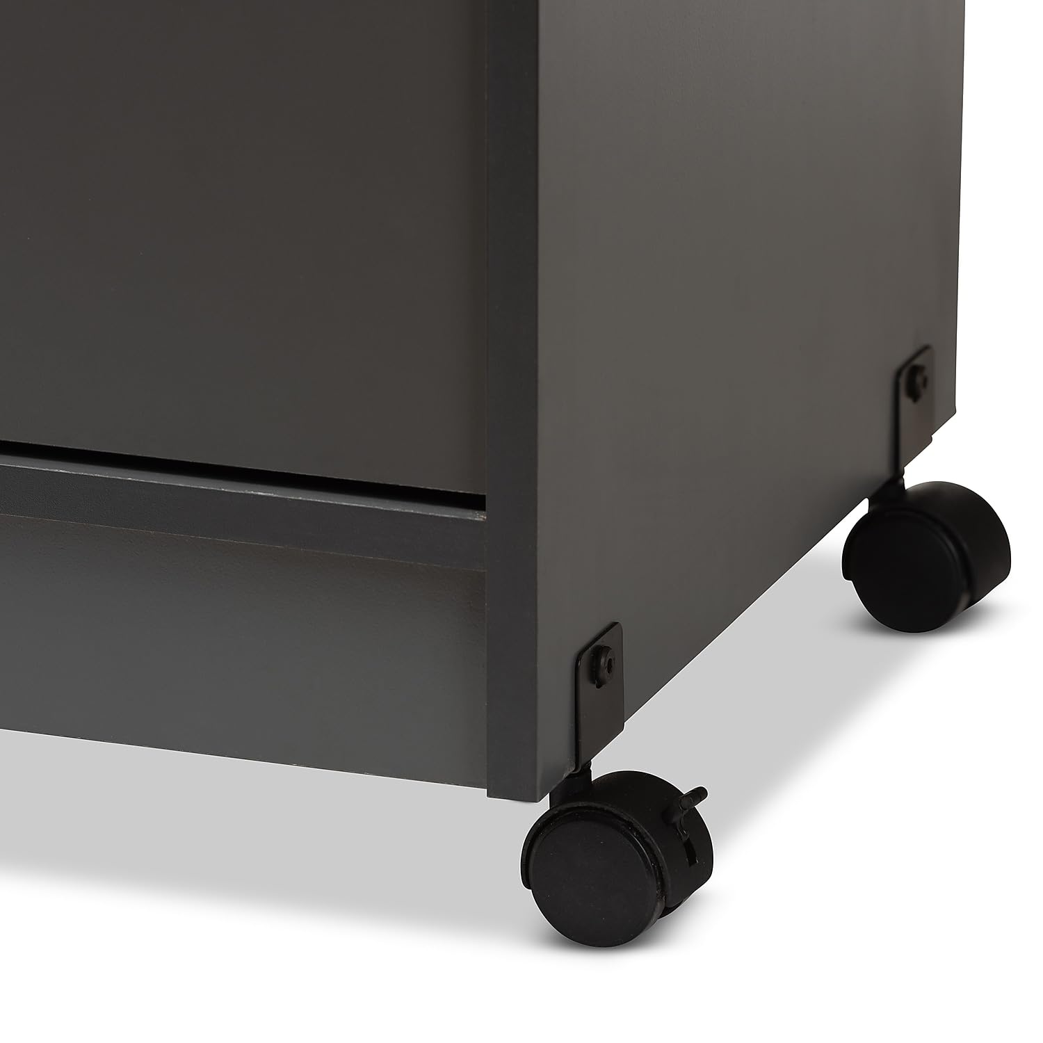 Baxton Studio Terline Modern Kitchen Cabinet with Soft-Close Doors - Dark Grey Finish for Stylish Home Storage & Organization