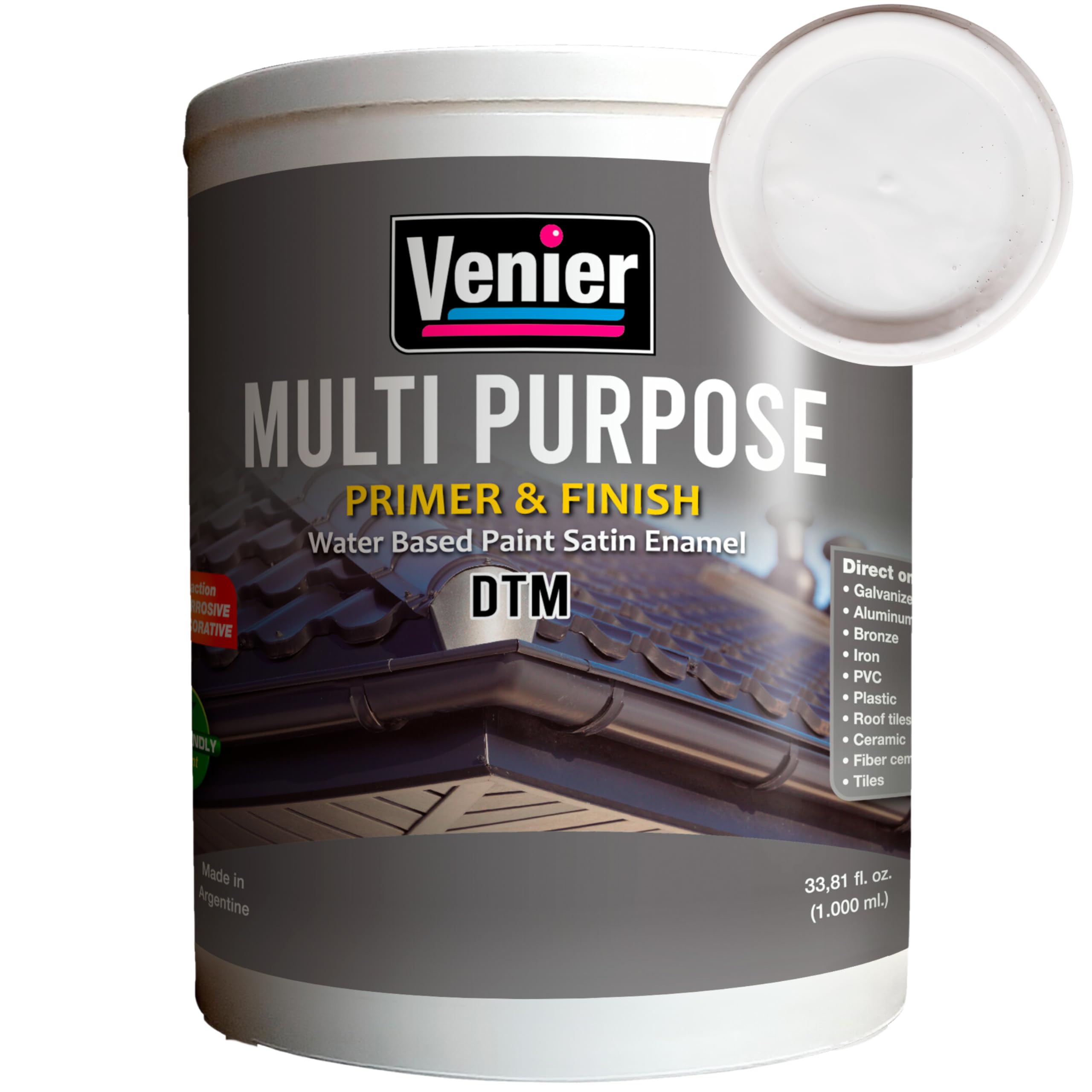 All-in-One Paint 33.81 Fl Oz (White) - Cabinet & Furniture Paint for Metal, Tiles, PVC, Ceramics - Quick-Drying, Durable Finish for Home DIY Projects & Professional Use