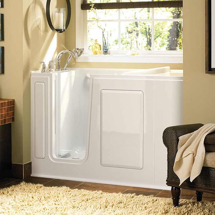 2848 Series 28W x 48L Gelcoat Walk-In Soaking Bathtub with Left Hand Drain & Faucet - Perfect for Small Bathrooms, Spa-Like Relaxation at Home