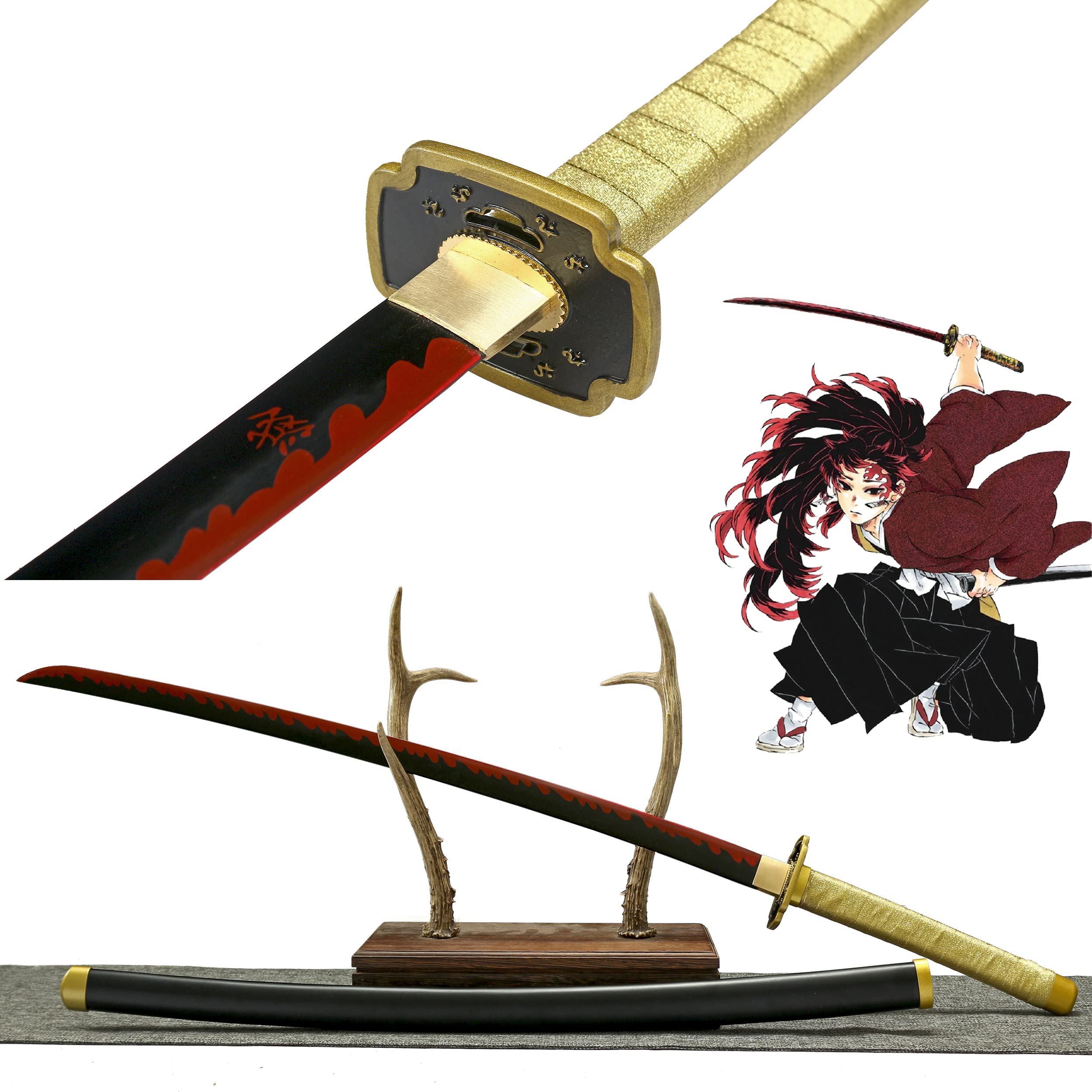 Demon Slayer Katana - Kimetsu no Yaiba Tanjiro Kamado & Shinobu Kocho Cosplay Sword Replica - High Carbon Steel Anime Collectible for Cosplay, Display, and Gift Giving