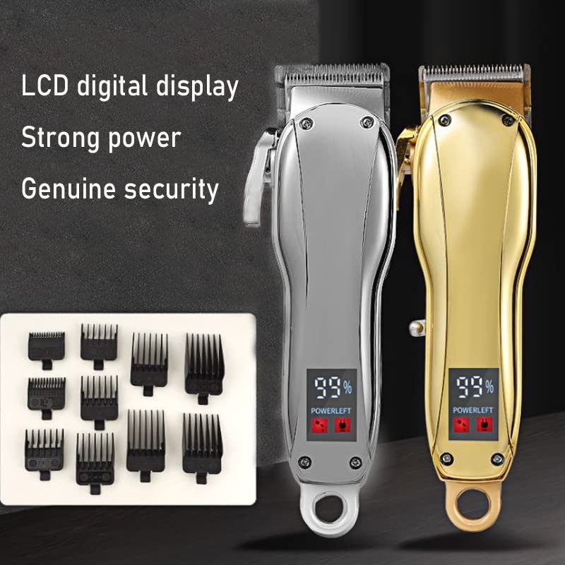 Professional Hair Clipper Trimmer for Men - Rechargeable Barber Clippers with Zero Gap Adjustment, Beard Trimmer Machine (Silver) - Perfect for Home Haircuts, Beard Grooming & Professional Salon Use