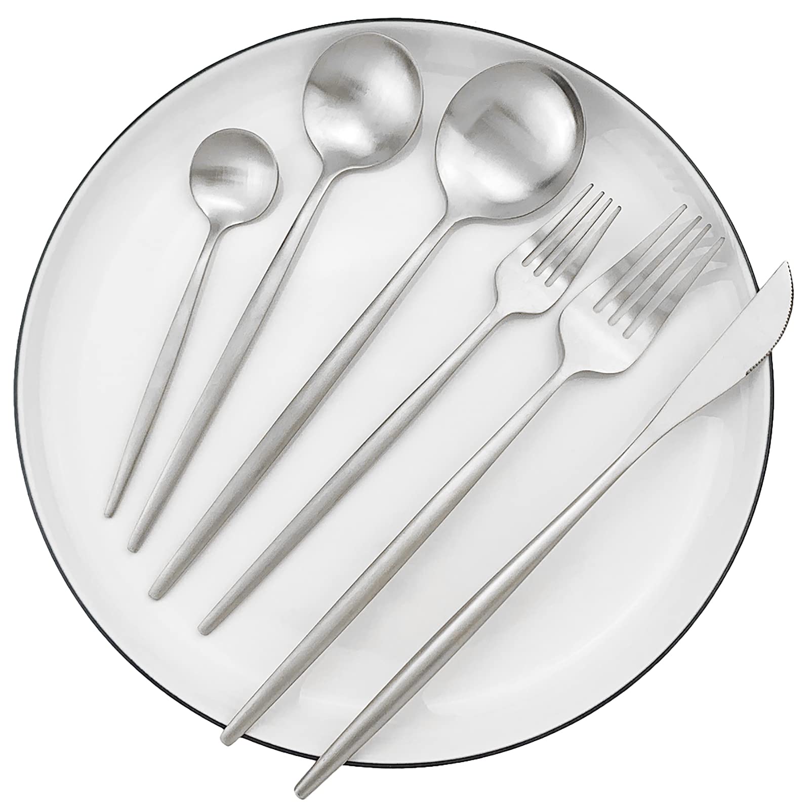 6-Piece Stainless Steel Salad & Dessert Forks Set - 18/0 Matte Polished Flatware, 7.48-Inch Silver Table Forks - Perfect for Dinner Parties, Wedding Receptions & Fine Dining