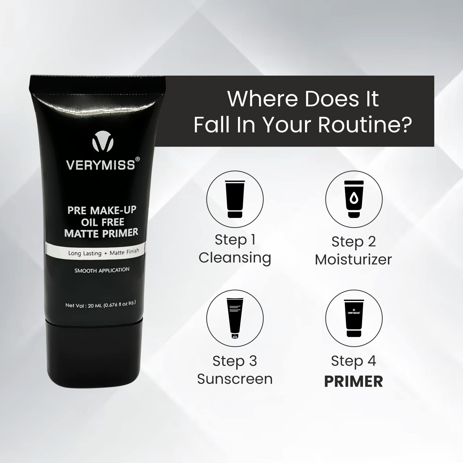 Verymiss Oil-Free Matte Makeup Primer - Long-Lasting Pore Minimizer & Smoothing Base for Flawless Makeup Application - Perfect for Oily Skin, Daily Wear & Special Occasions