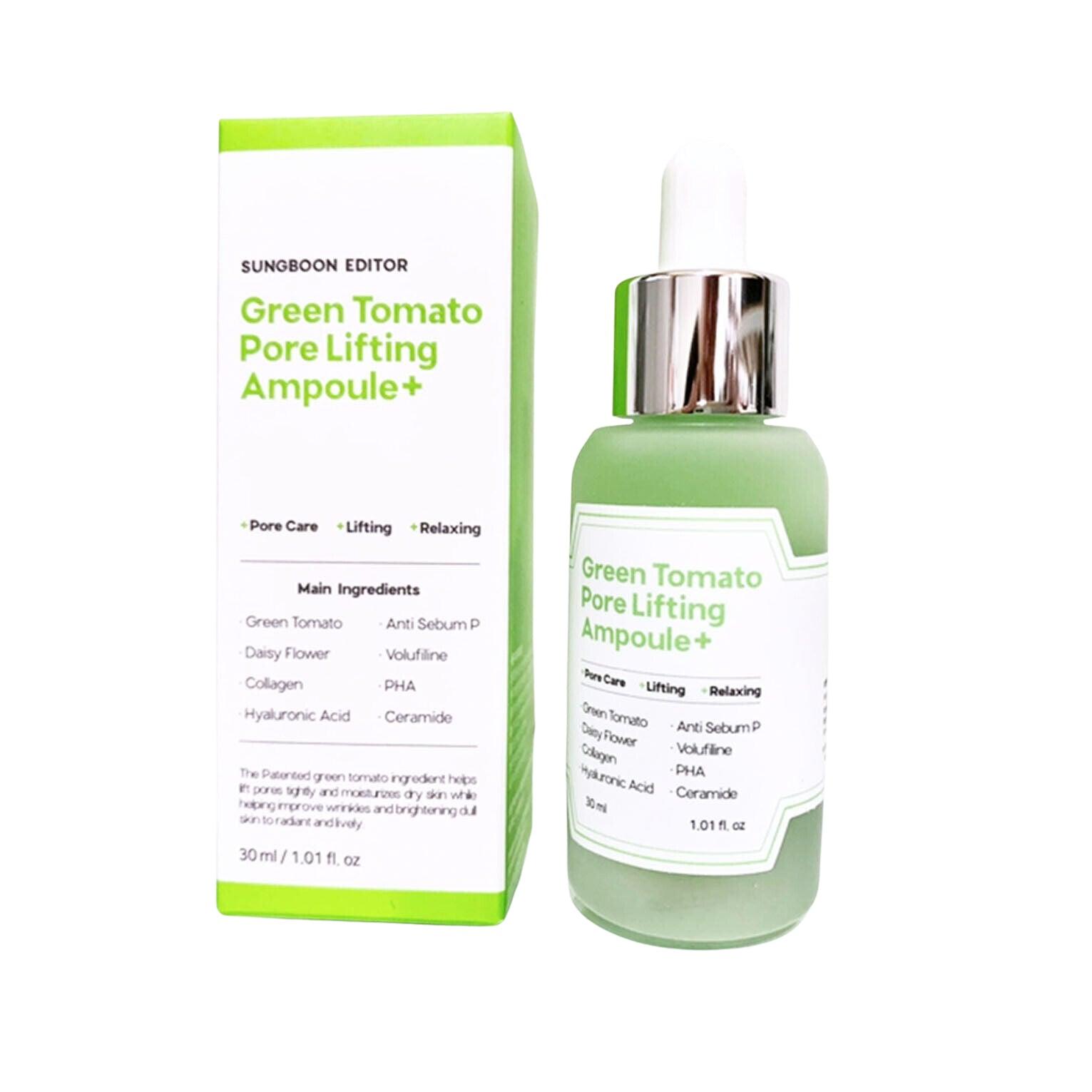 SUNGBOON EDITOR Green Tomato Pore Tightening & Lifting Ampoule Serum (30ml) - Korean Skincare for Minimizing Pores & Anti-Aging | Perfect for Daily Skincare Routine & Glowing Skin