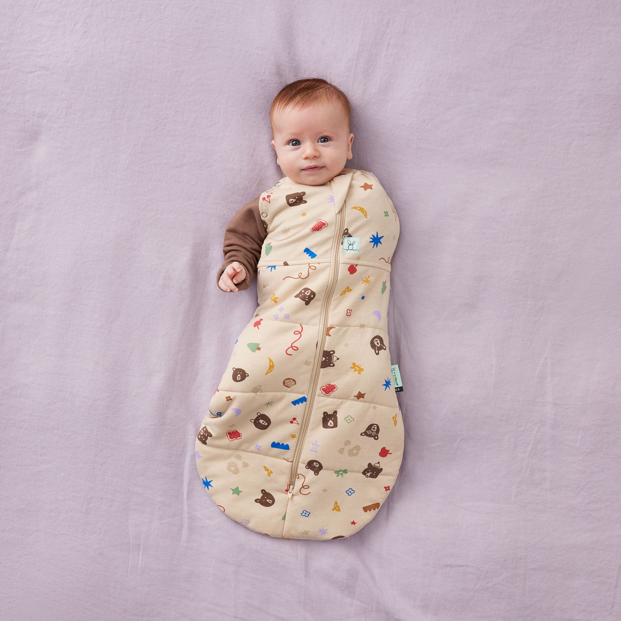 ErgoPouch Cocoon Zip Swaddle Bag 2.5 TOG - Teddy Bear Party Design - Soft Baby Sleep Sack for Newborns & Infants - Perfect for Nursery, Travel & Safe Sleep