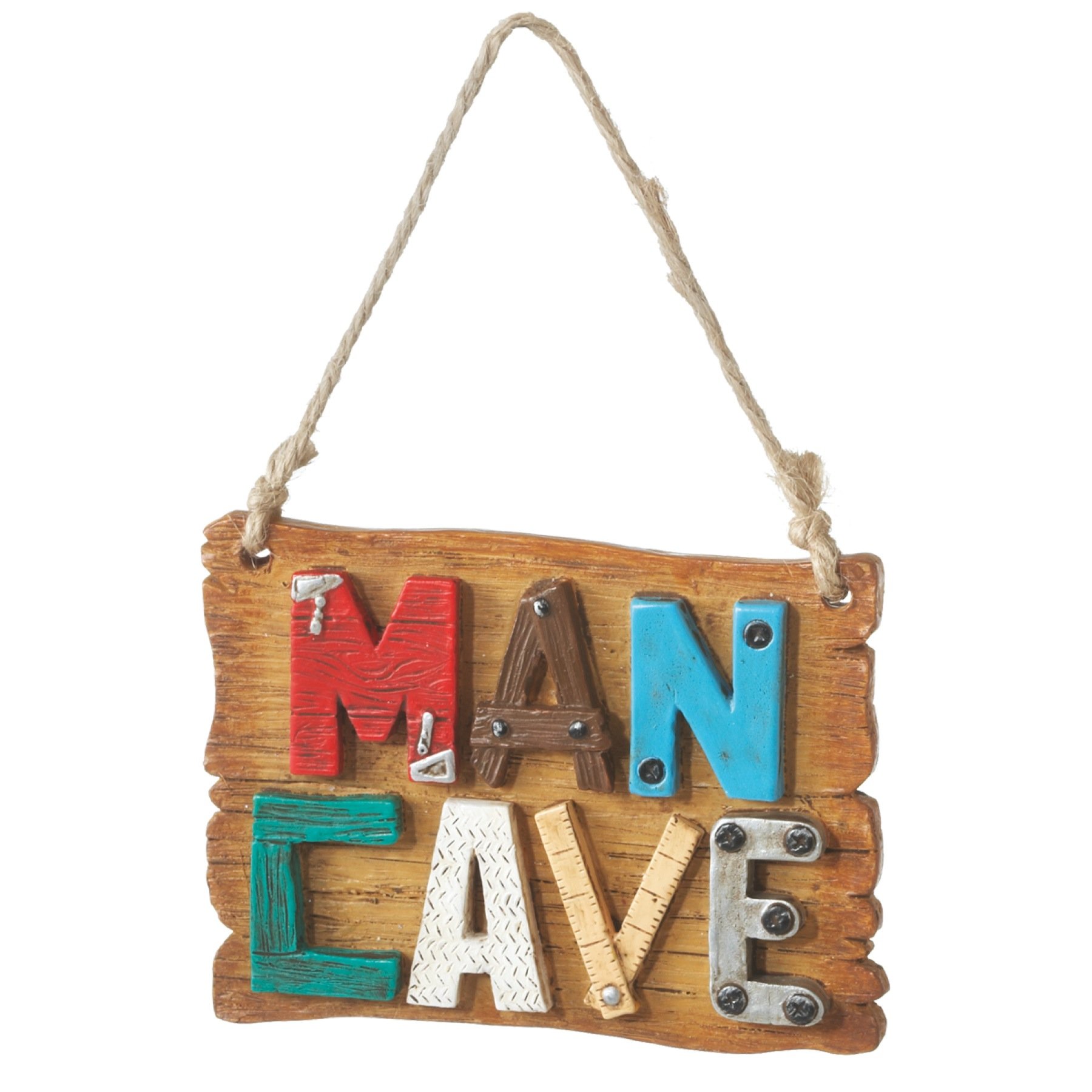 Man Cave Sign Resin Stone Christmas Tree Ornament - Rustic Home Decor for Holiday, Office & Gift Giving