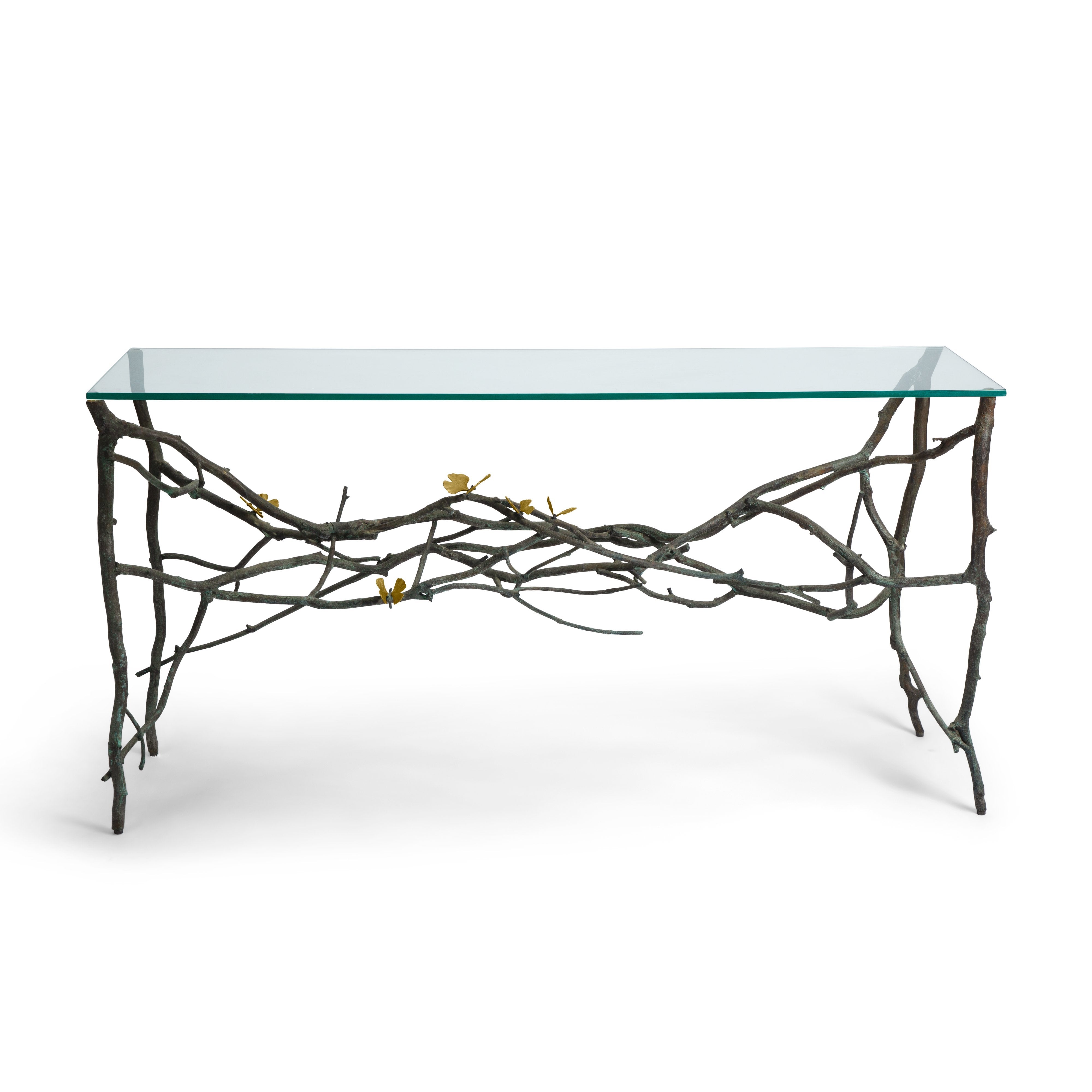 Elegant Butterfly Ginkgo Console Table - Entryway Sofa Table with Unique Leaf Design for Home Decor & Living Room