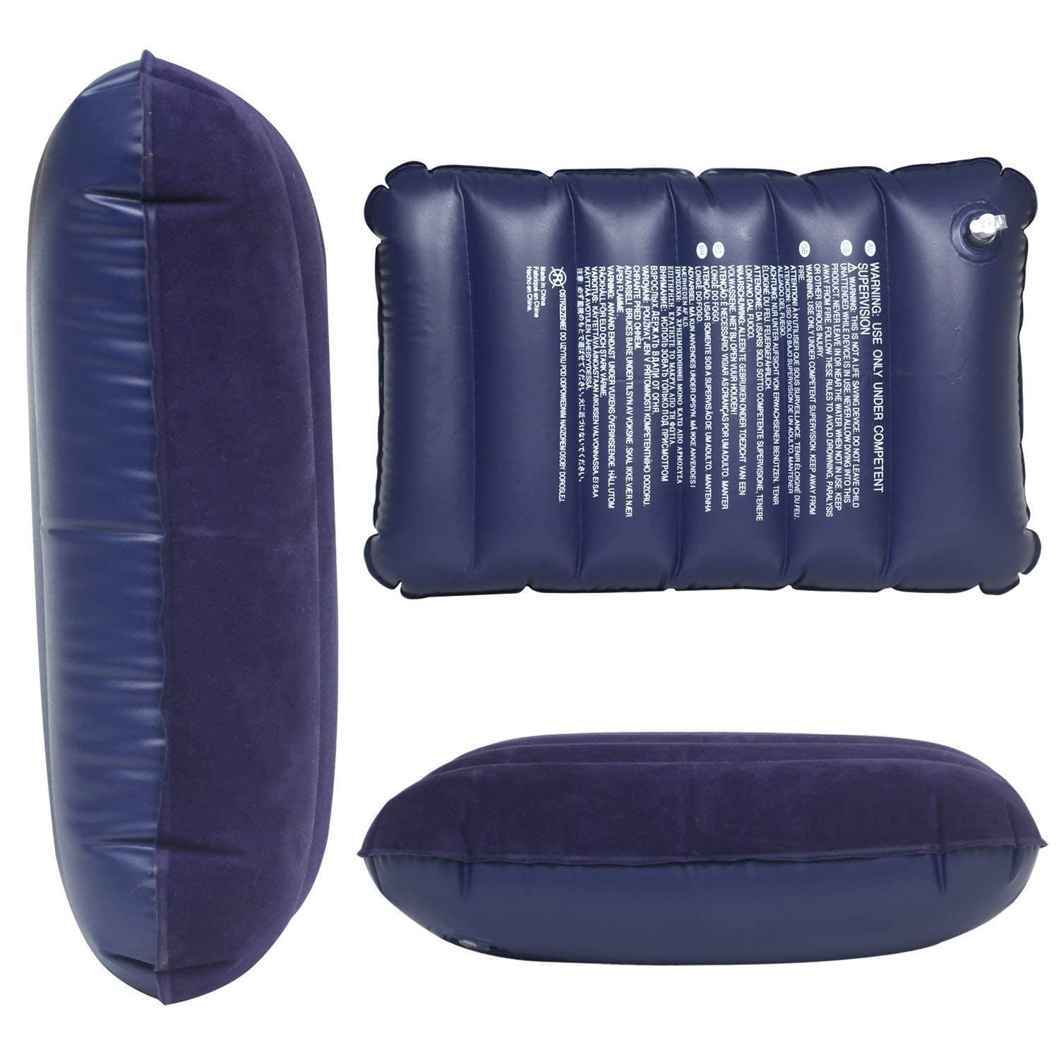 Nakfa Soft Comfortable Air Inflatable Travel Pillow - Neck Support for Airplane, Car & Camping - Standard Size Blue - Perfect for Family Trips & Long Flights