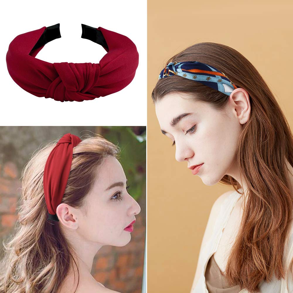 6 Pack Knotted Headbands for Women - Soft Stretchy Turban Headbands, Top Knot Hair Hoops, Fashion Hair Accessories for Women & Girls | Perfect for Yoga, Workouts, and Everyday Styling