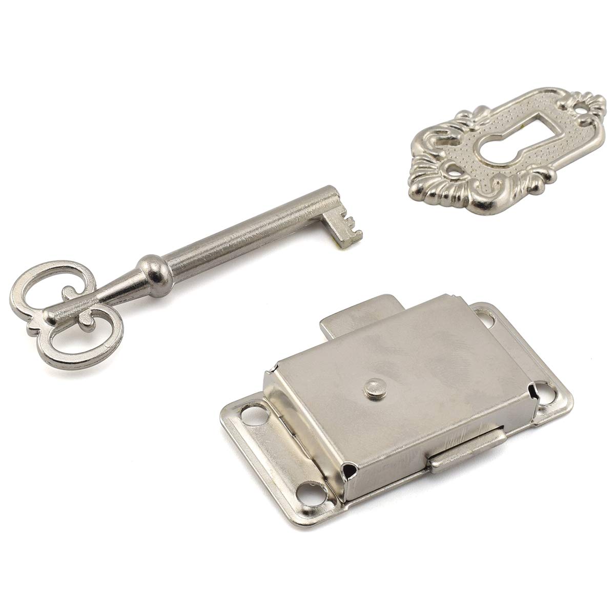 Vintage Style Square Spring Latch Lock with Key - SDTC Tech Retro Desk Drawer Lock for Office Desk, Jewelry Box, Cabinet & Cupboard (Silver Tone) | Secure Storage Solution for Home & Office Organization