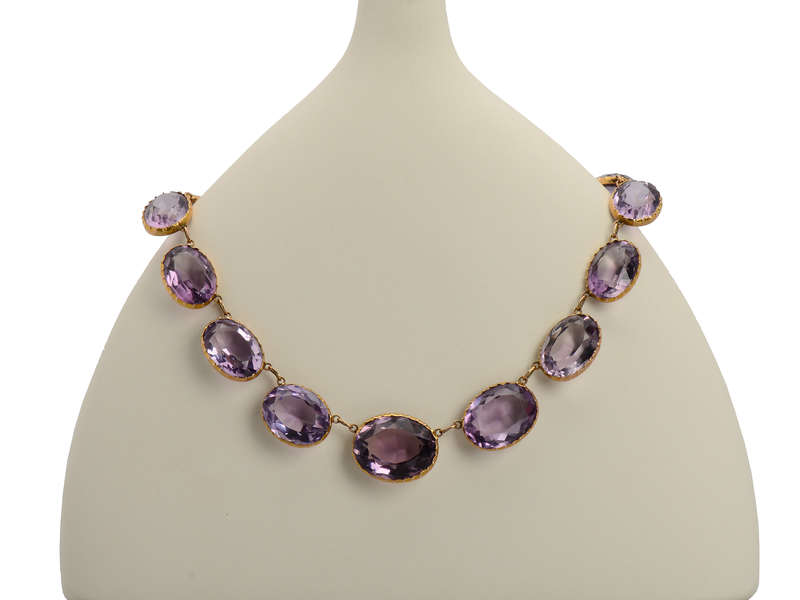 Victorian Classic Amethyst Gold Riviere Necklace - Elegant Jewelry for Women, Perfect for Weddings, Parties & Special Occasions