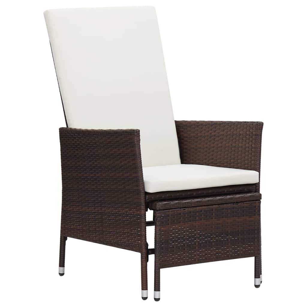 Outdoor Patio Furniture Set - Brown Poly Rattan Reclining Lounge Armchair with Cushions for Balcony, Backyard & Terrace | Perfect for Relaxing, Sunbathing & Outdoor Entertaining