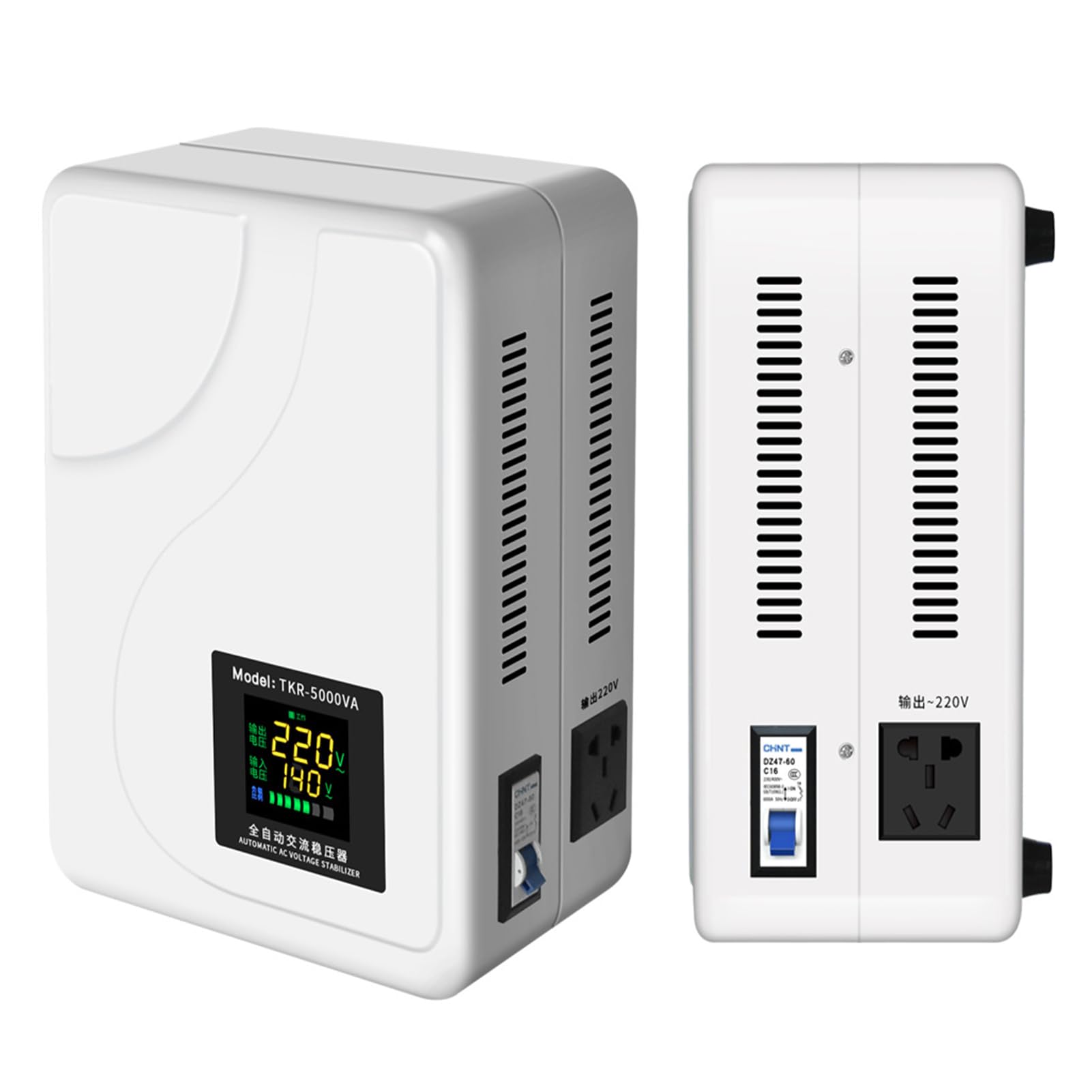 Automatic Voltage Regulator - Wall Mounted AC Power Stabilizer for Home & Office | 110V-220V Regulated Power Supply for Smartphones, Tablets, Computers & Air Conditioners | Perfect for Power Fluctuation Protection in Residential & Commercial Spaces