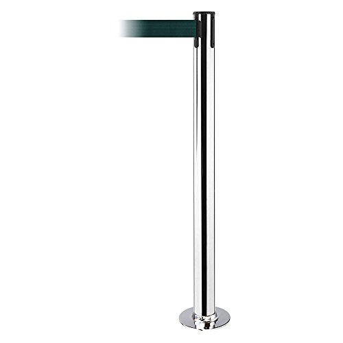 Tensator 889F-1P-1P-MAX-NO-G6X-C Green Fixed Barrier Post with Retractable Belt - Queue Management for Retail Stores & Event Venues