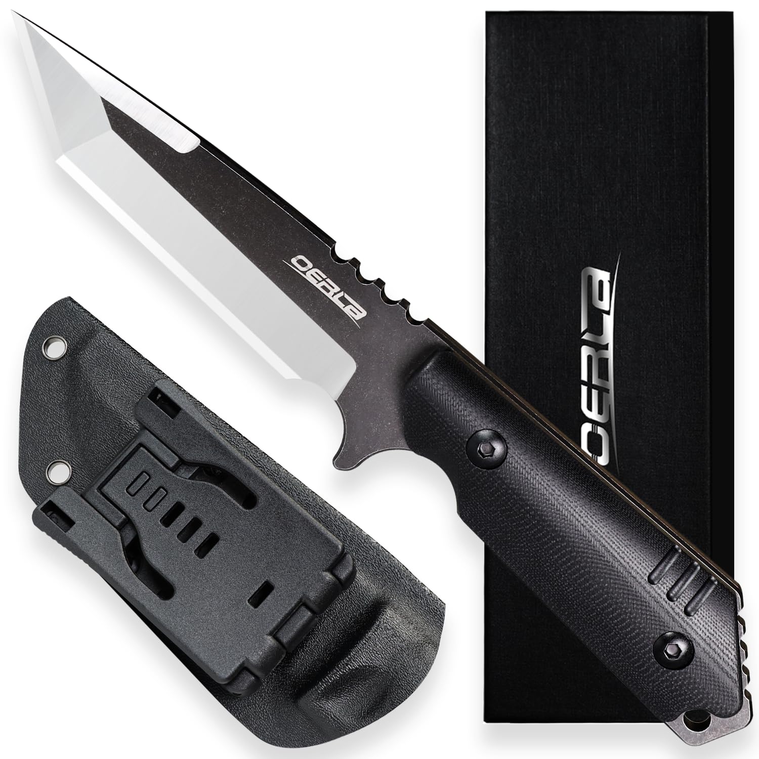 OERLA OLX-004 Tactical Survival Knife - 420HC Steel Fixed Blade with Kydex Sheath & G10 Handle - Outdoor Camping, Hunting, Bushcraft & Emergency Tool - Perfect for Hiking, Backpacking & Survival Situations
