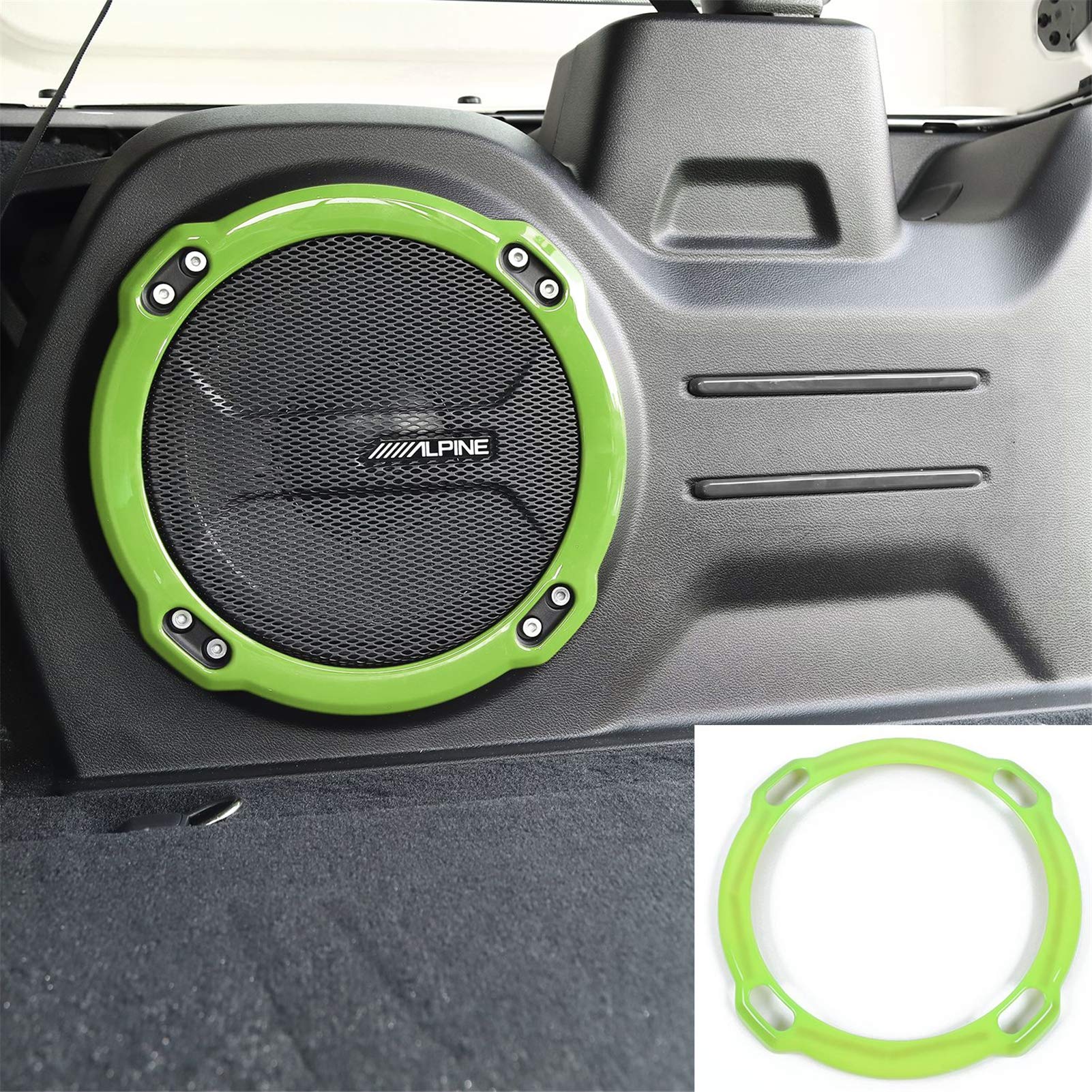 JeCar ABS Trunk Subwoofer Speaker Trim Cover - Interior Accessory for 2018-2023 Jeep Wrangler JL/JLU/Rubicon (Green) | Enhanced Bass Protection & Stylish Upgrade for Off-Road Adventures