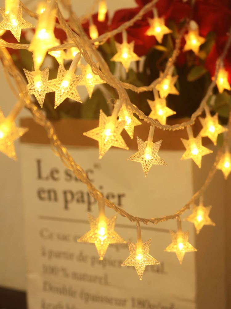 Adispotg Star Fairy Lights - 20ft 40 LED Battery Operated String Lights with 2 Lighting Modes, Waterproof for Indoor & Outdoor Decor - Perfect for Bedroom, Wedding, Party, Christmas Tree, Garden, Patio, and Holiday Decorations