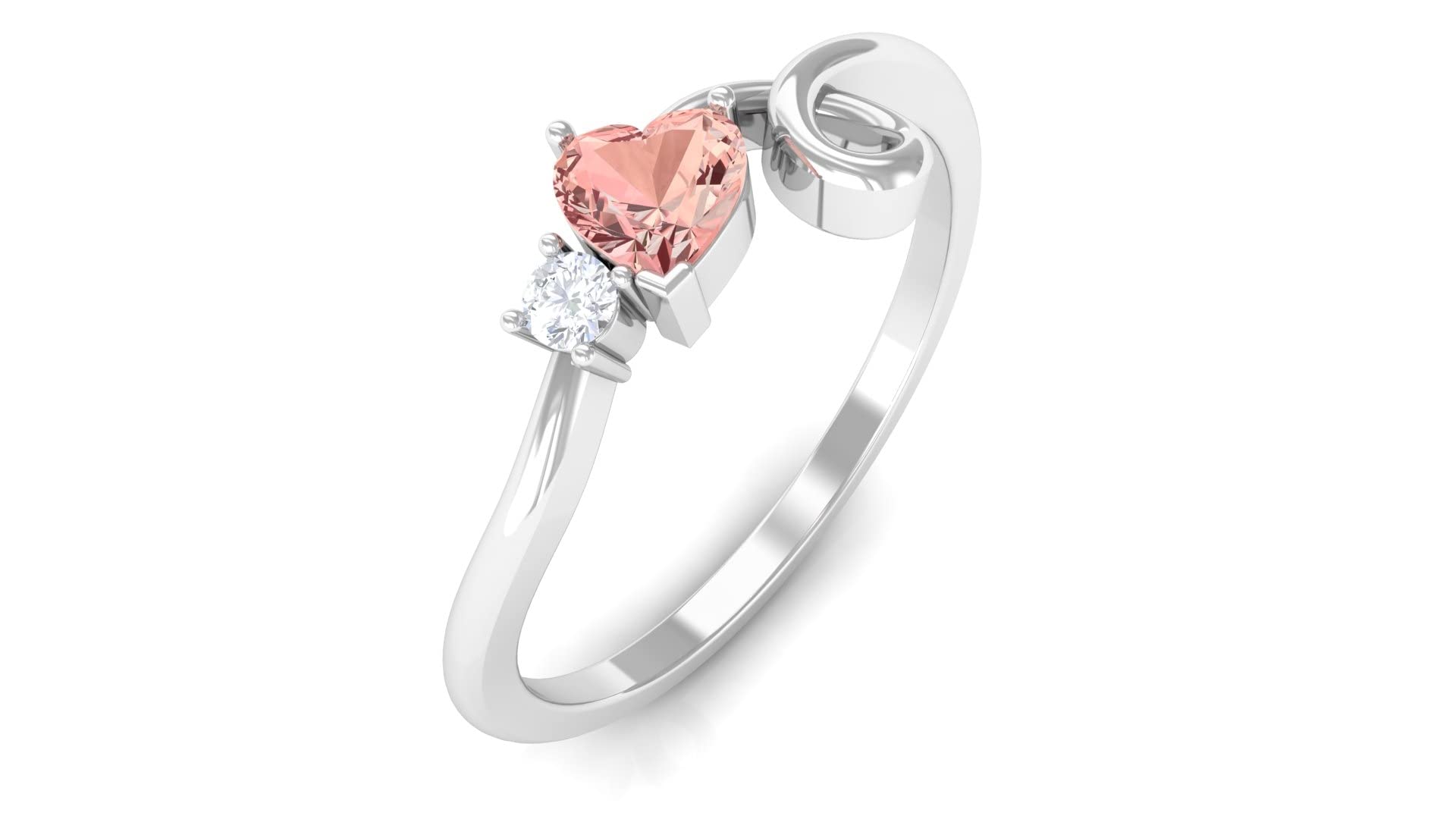0.25 CT Heart-Shaped Morganite & Diamond Promise Ring for Women - 14K Solid Gold Twisted Band - Peach Pink Engagement, Anniversary & Valentine's Gift - Perfect for Proposals, Weddings & Special Occasions