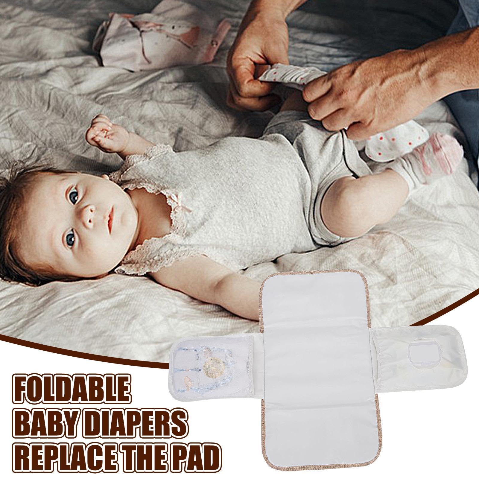 Portable Foldable Waterproof Diaper Changing Pad - Washable Lightweight Baby Changing Mat for Parents - Classic Stripes Design for Travel, Nursery & On-the-Go Diaper Changes