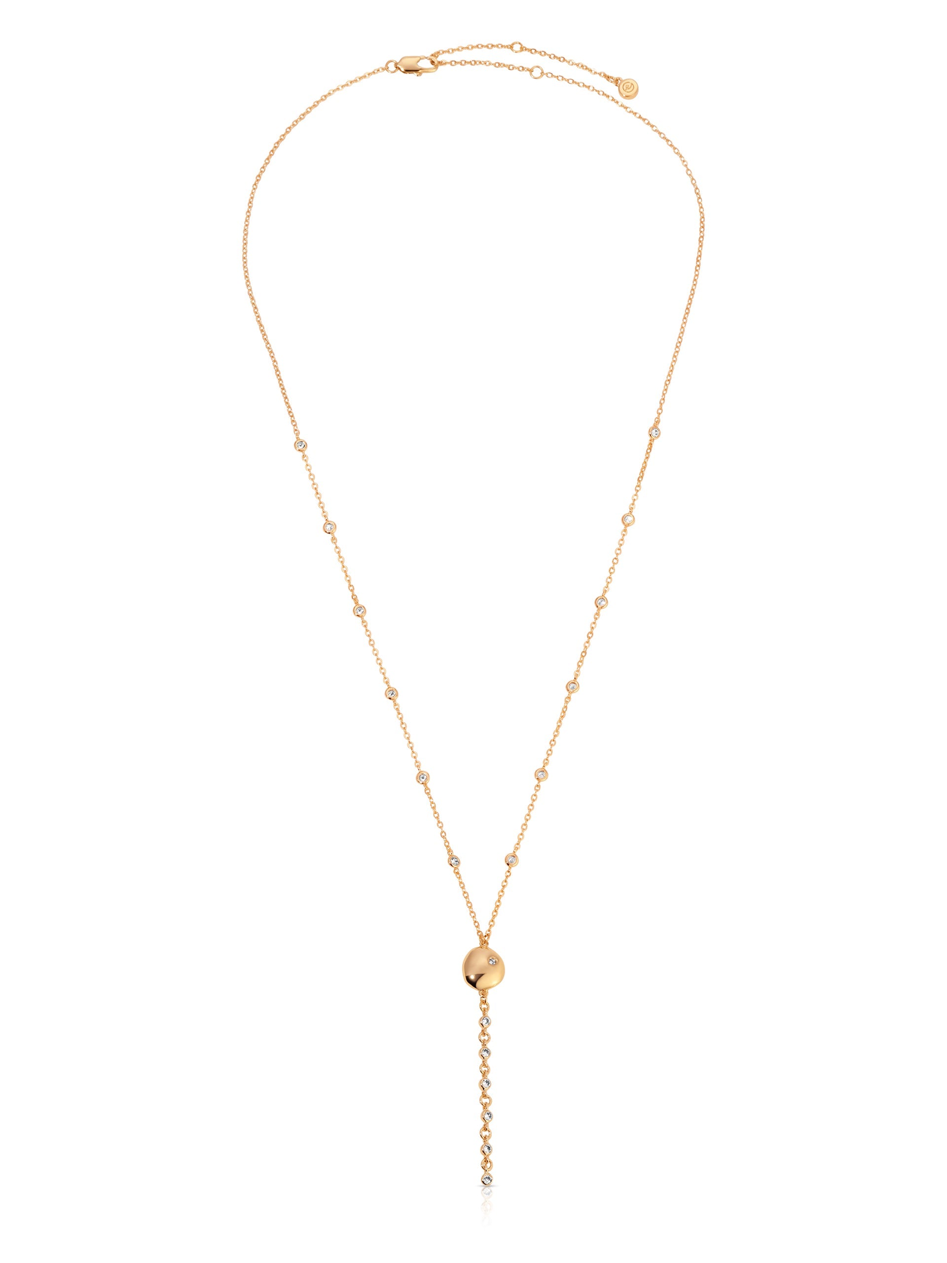 Elegant Polished Pebble Crystal Chain Lariat Necklace - Perfect for Evening Parties, Weddings & Special Occasions