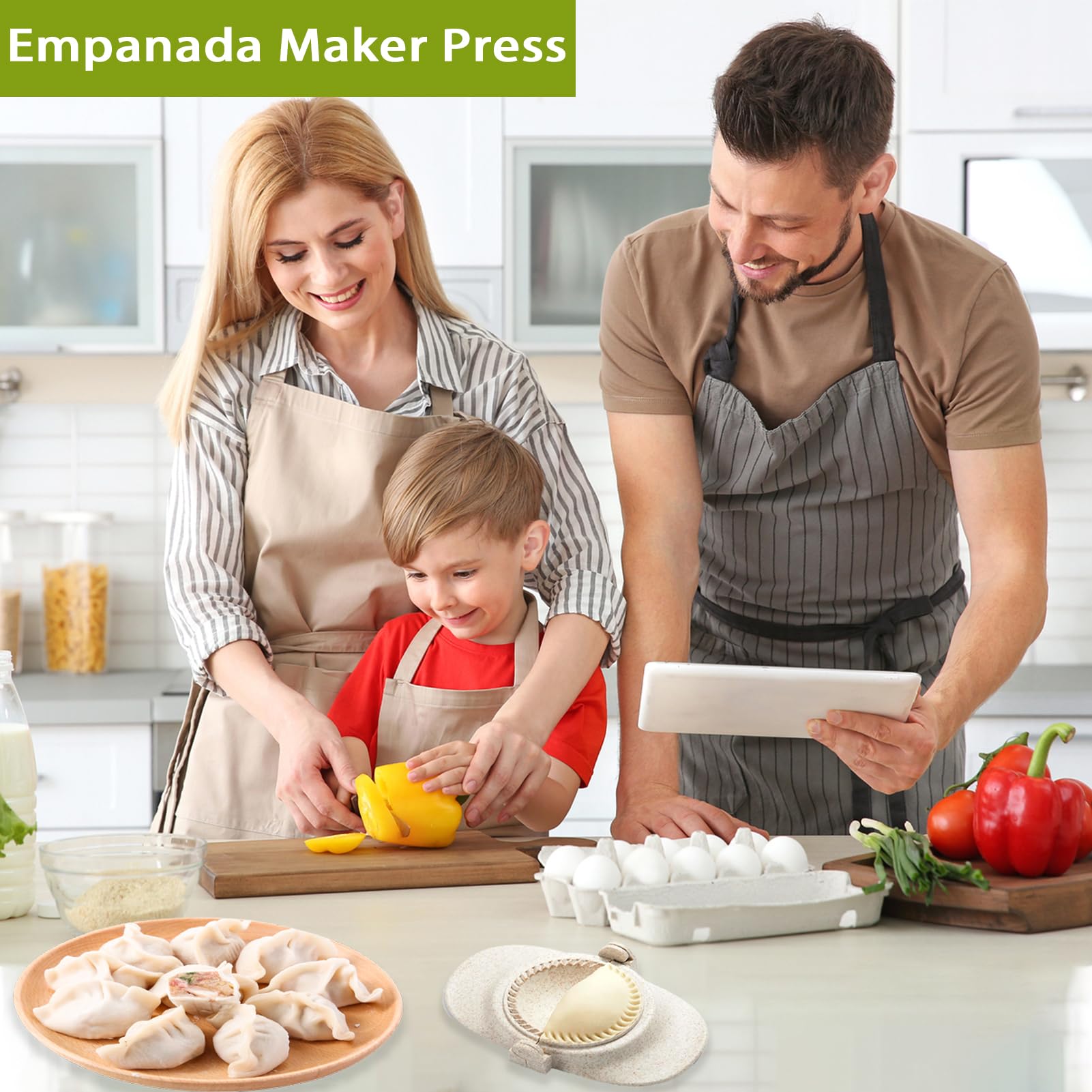 Empanada Maker Press Set with Dough Cutter - 2 Sizes (4