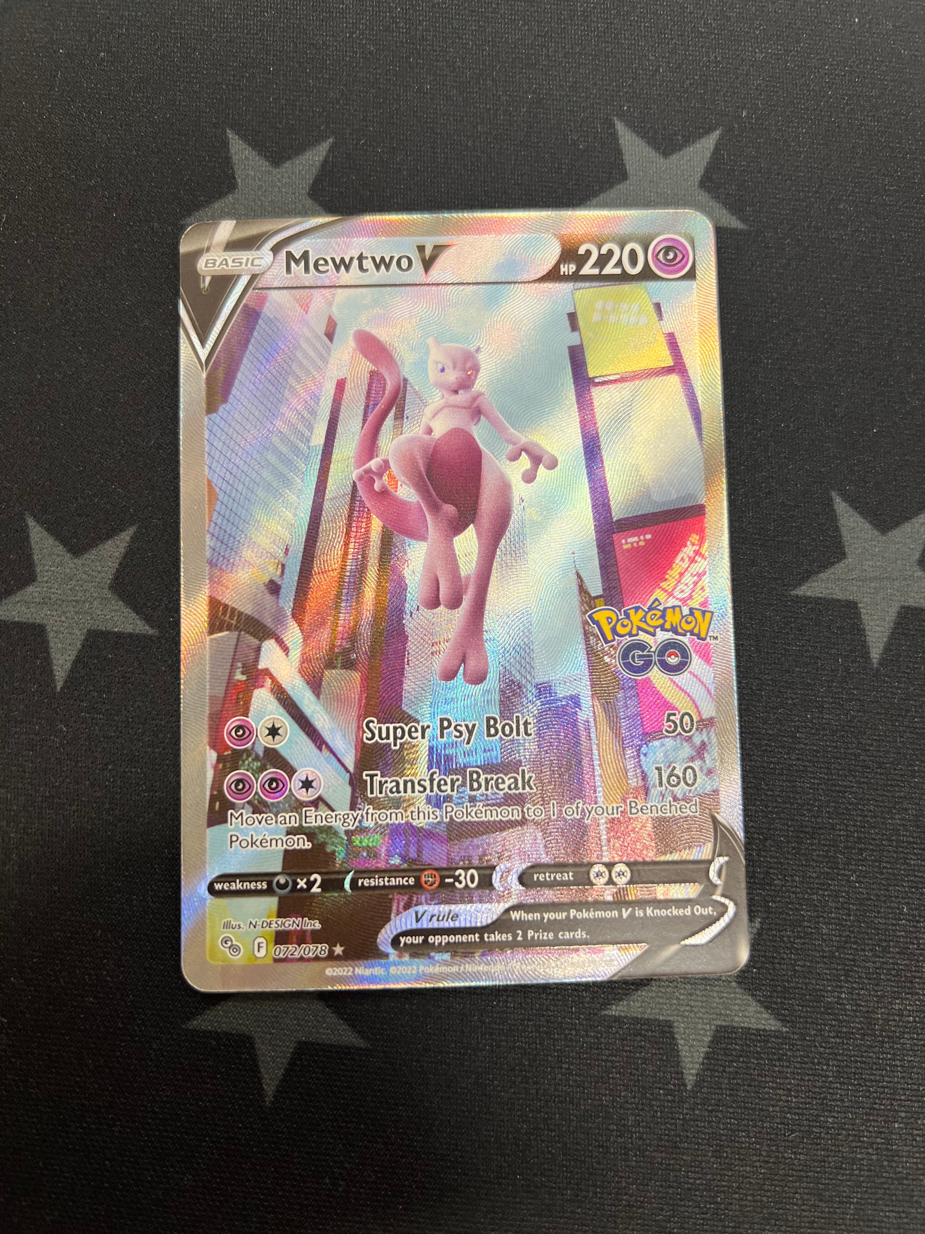 2022 Pokemon Mewtwo V 072/078 GO Alternate Full Art Trading Card - Collectible Game Card for Battles, Trading & Display