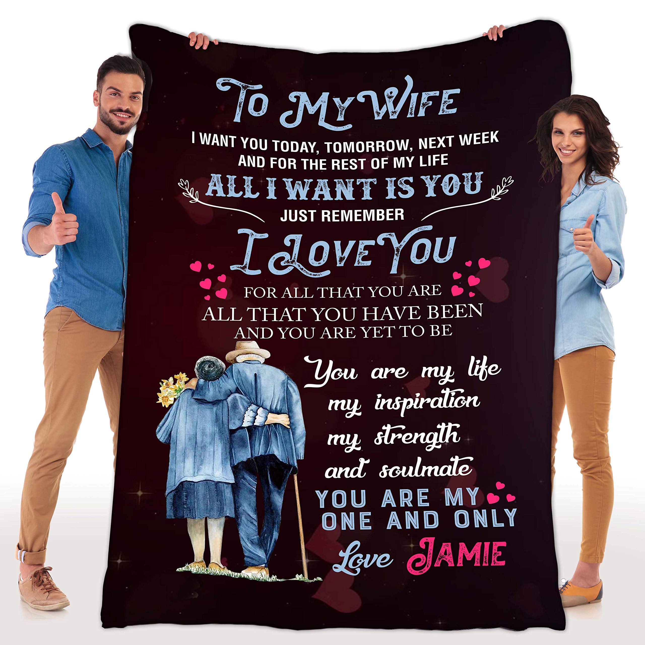 Personalized Couple Fleece Blanket - Custom Love Gift for Wife - 50
