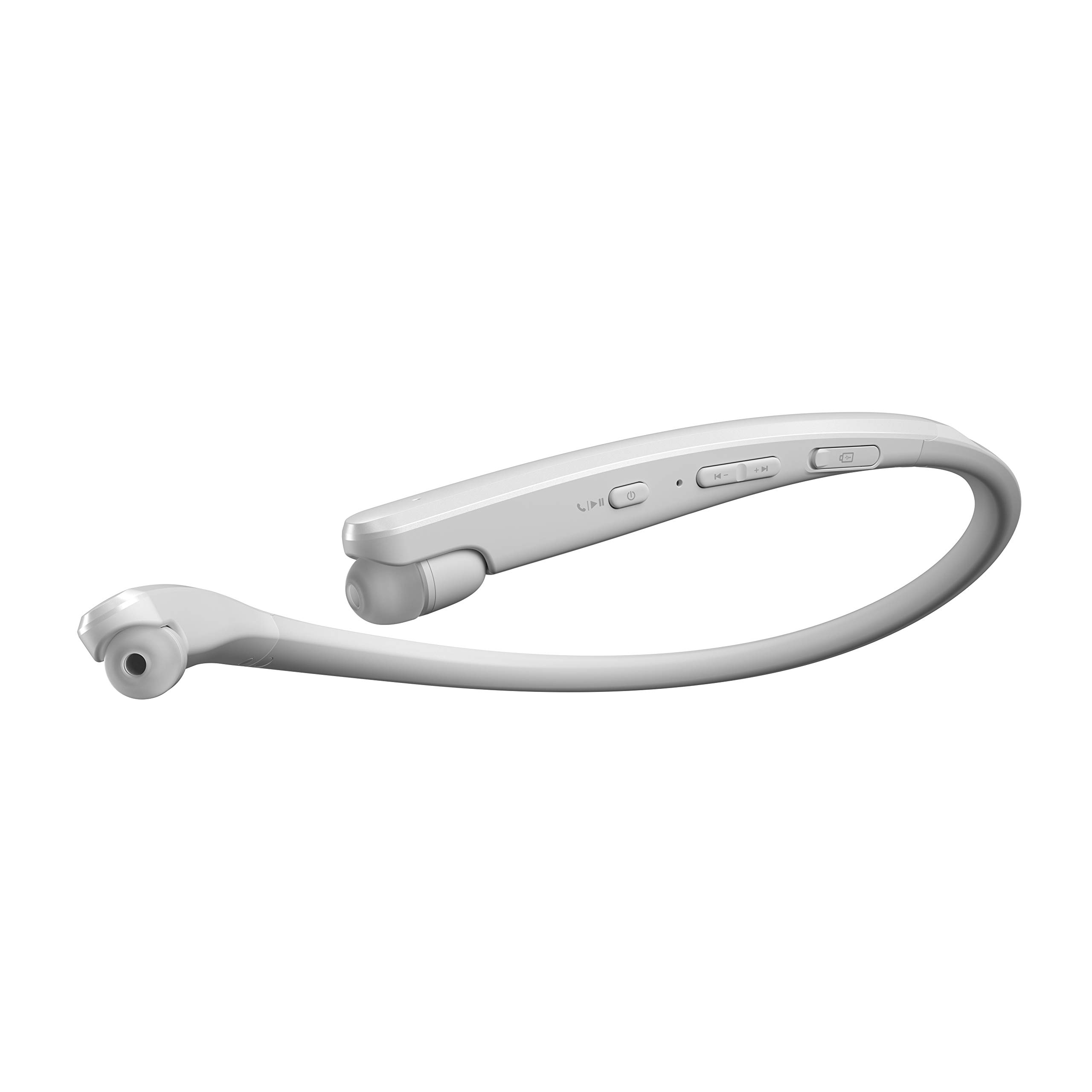 LG Tone Flex Wireless Bluetooth Stereo Neckband Earbuds - Hi-Fi DAC, Meridian Audio, 32-Bit Sound - White | Perfect for Workouts, Commuting & Hands-Free Calls