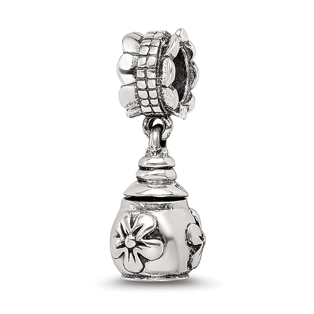 925 Sterling Silver Floral Ash Charm Bead - Elegant Dangle Pendant for Bracelets, Fine Remembrance Jewelry for Women | Perfect Gift for Her, Ideal for Memorial, Sympathy & Special Occasions