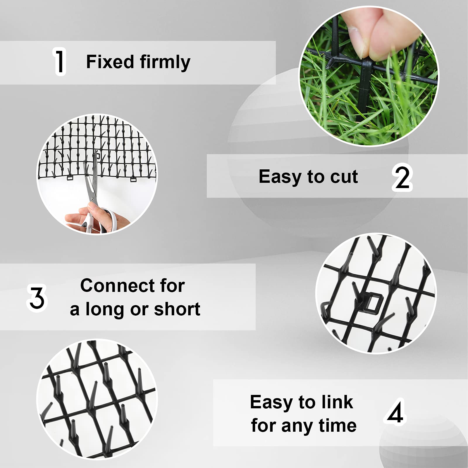 Zopeal 158 x 12 Inch Cat Deterrent Mat - 1 Roll Spiked Pet Training Strips for Indoor/Outdoor Use | Keep Cats & Dogs Off Furniture, Couch, Garden Fence | Durable Anti-Scratch Solution for Sofa Protection & Yard Security