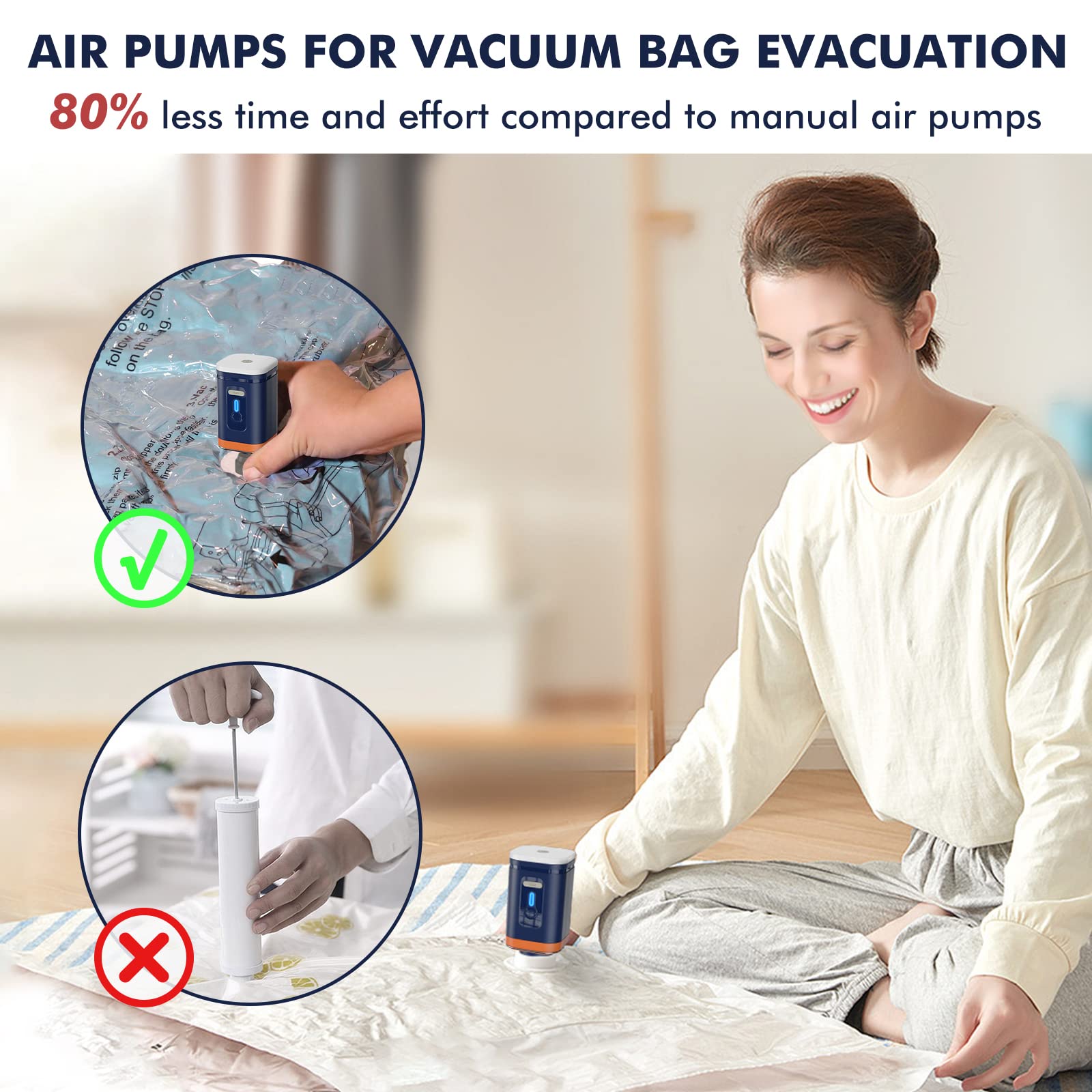 Portable Electric Air Pump for Inflatables - 2000mAh Rechargeable Battery - Fast Inflation for Air Mattress, Pool Floats, Boat Toys, Yoga Balls - Perfect for Camping, Travel & Home Use