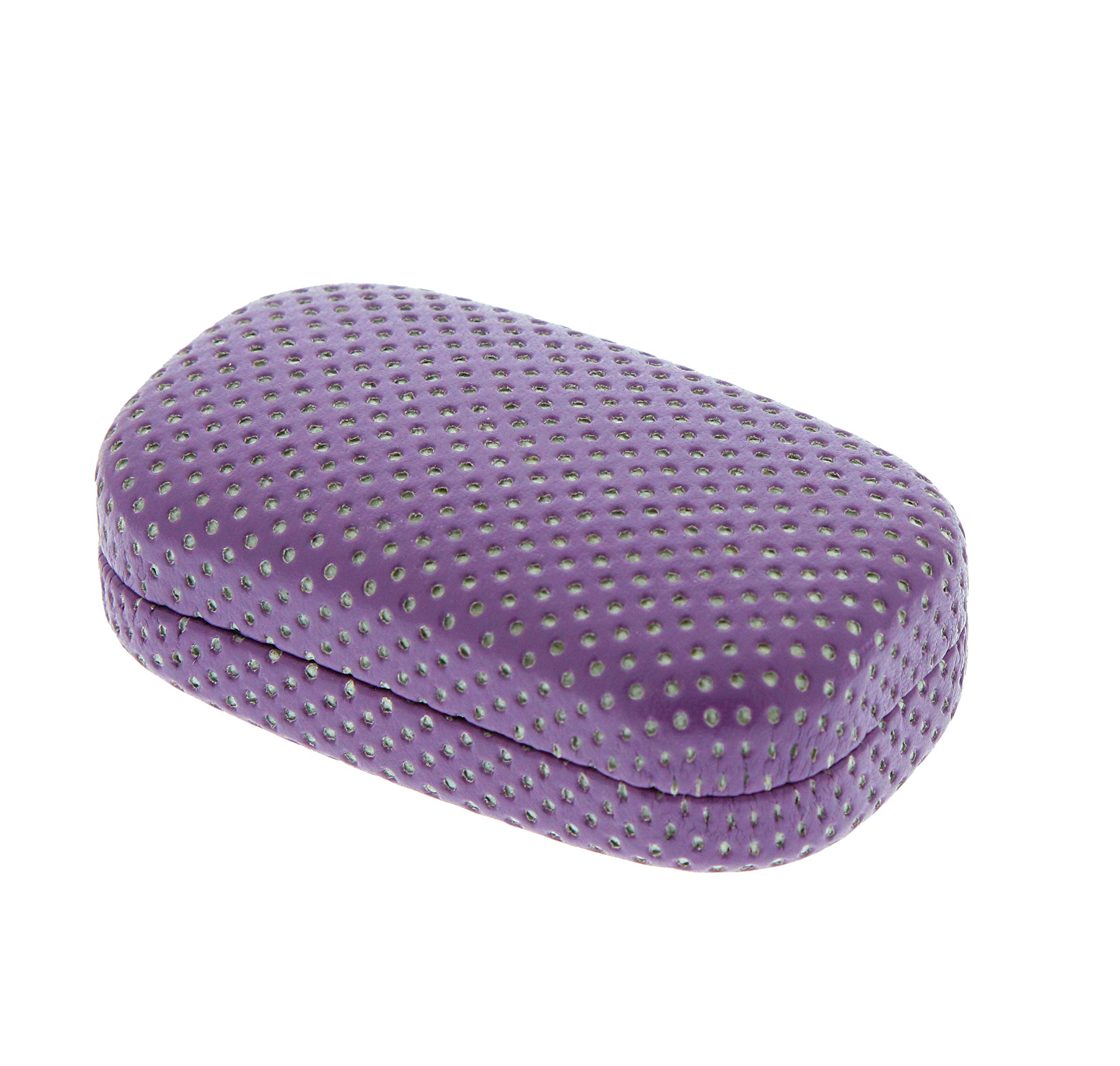 Ron's Optical Hard Mod Contact Lens Case - Purple & White Polka Dot with Mirror for Travel & Storage