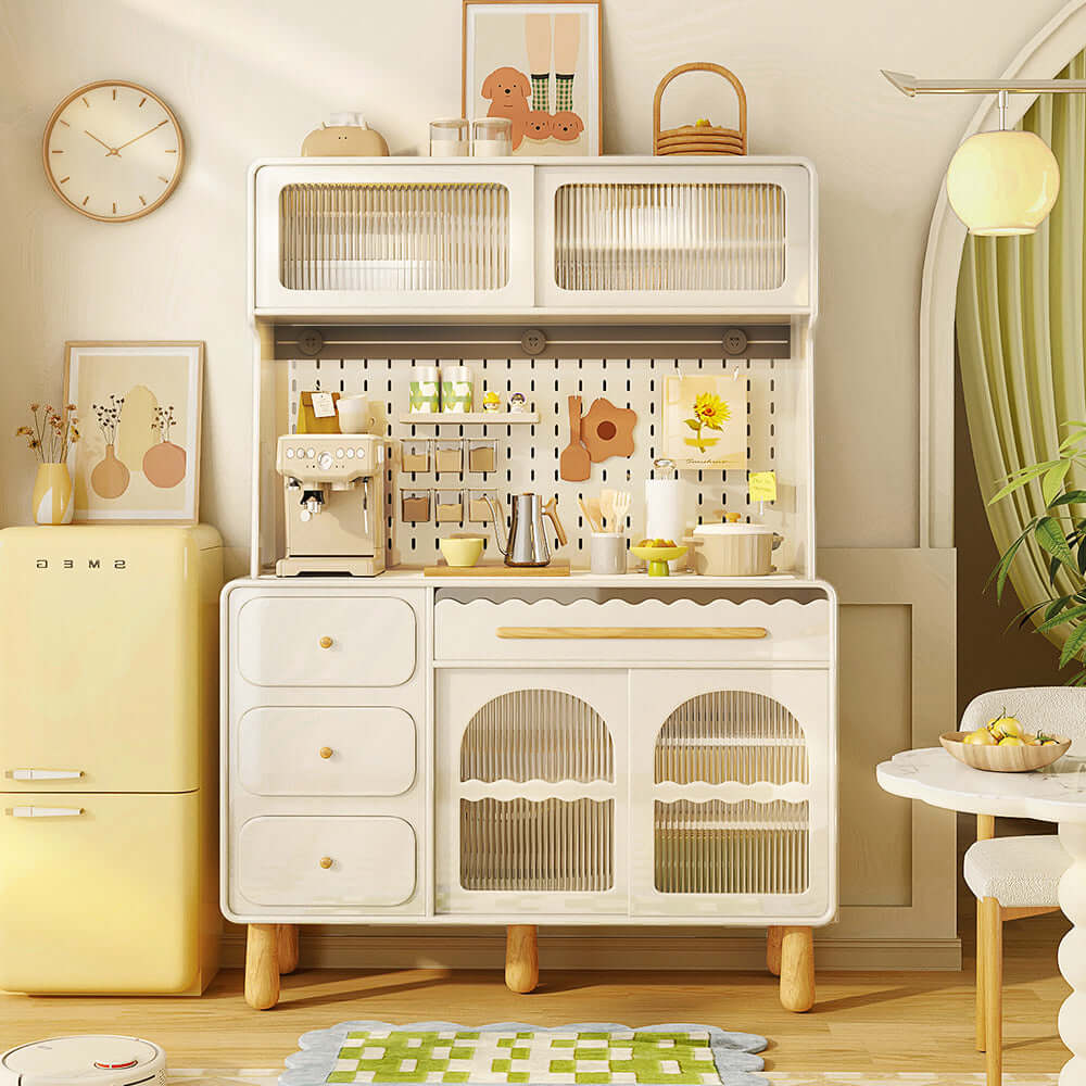 Modern Wood Sideboard with Perforated Doors - Stylish Storage Cabinet for Living Room, Dining Room & Entryway Organization