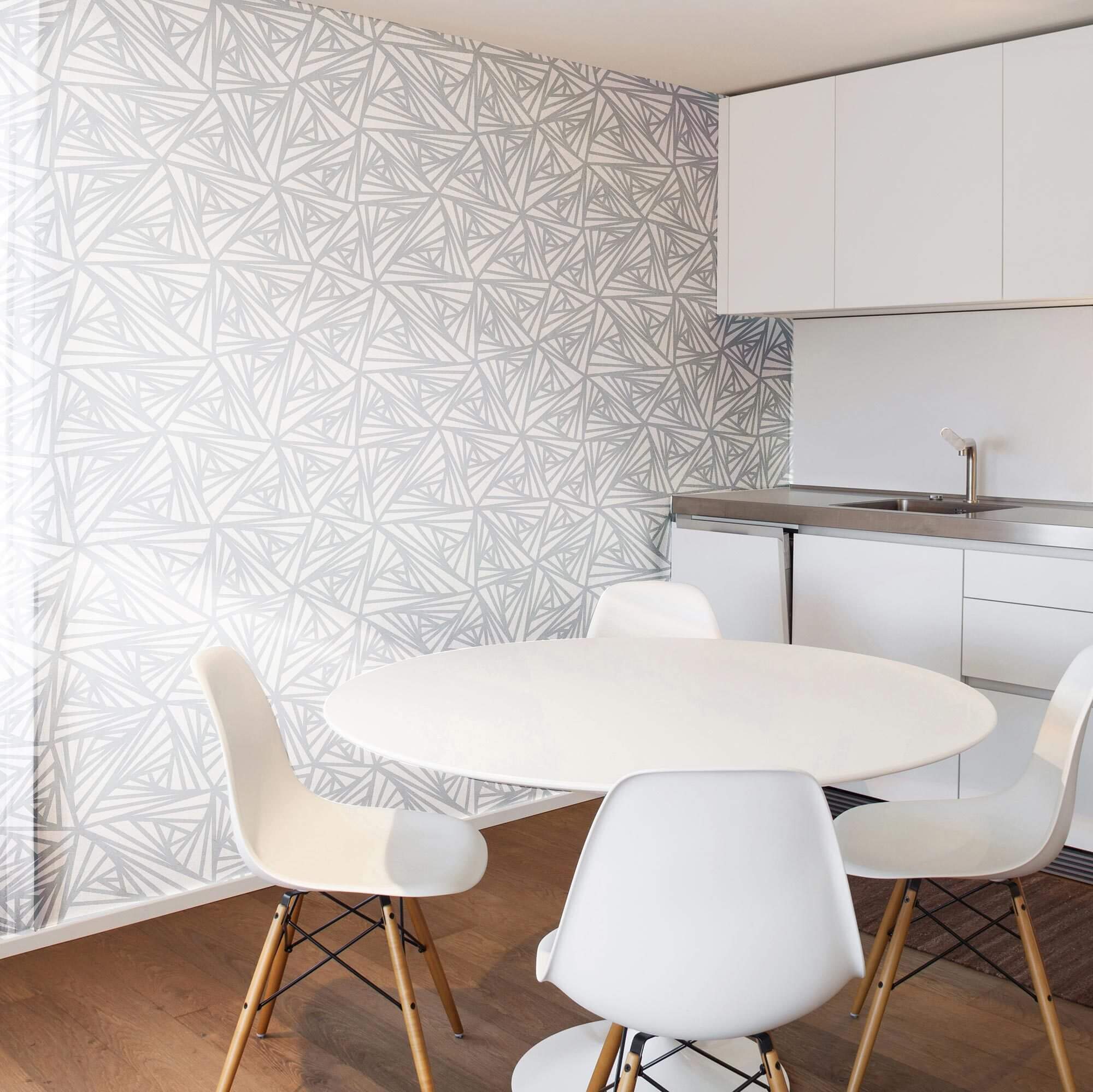 Grey Geometric Peel and Stick Removable Wallpaper - Self-Adhesive Decorative Wall Covering for Bedroom, Living Room & Office Decor