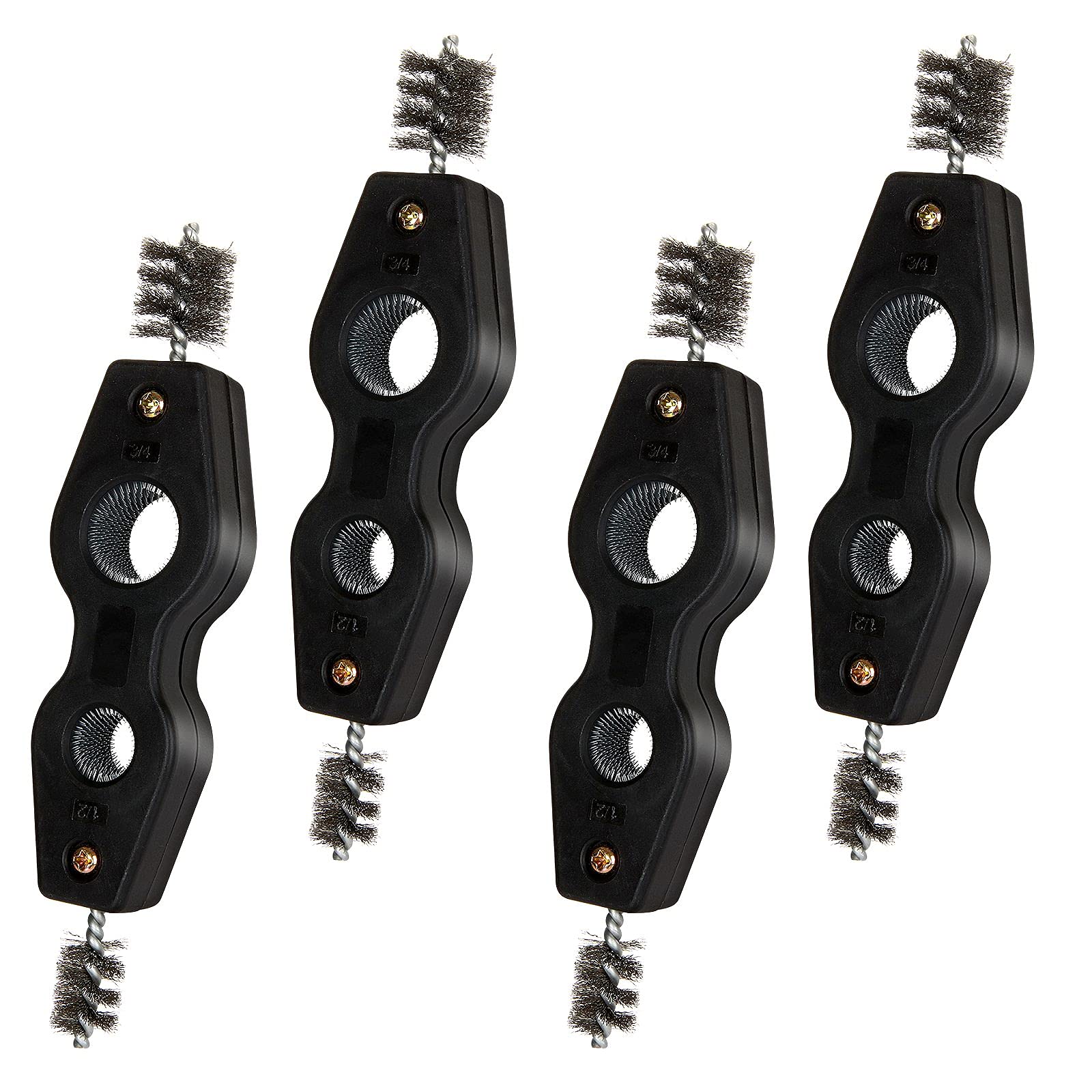 Holdware 4-in-1 Copper Tubing Brush Set - 4Pcs Black Pipe Cleaner & Fitting Brushes for Soldering, Brazing, Deburring Copper Pipes & Tubes - Perfect for Plumbing, HVAC & DIY Home Improvement Projects