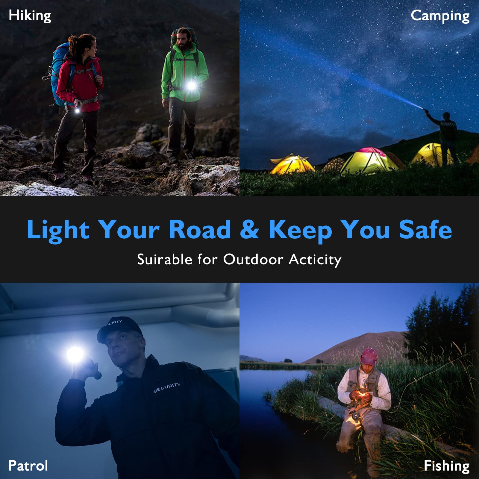 BengMxj 900,000 Lumens Rechargeable Tactical Flashlight - Super Bright Zoomable LED Flashlight with 5 Modes, IPX4 Waterproof - Perfect for Camping, Hiking, Emergency Preparedness, Home Security & Power Outages