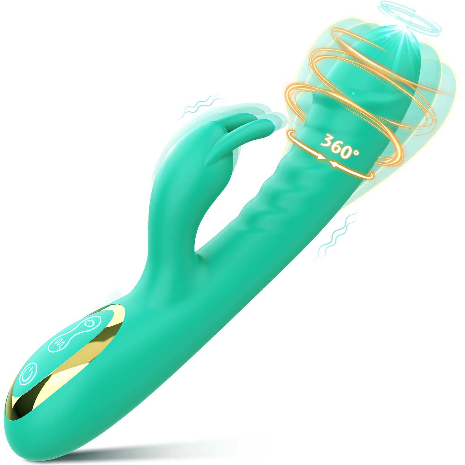 Premium Rabbit Vibrator with 10 Vibration Patterns & 3 Rotation Speeds - Dual Stimulation Clitoral & G-Spot Massager - Waterproof Silicone Adult Toy for Women (Robin Egg Blue) - Perfect for Solo Play, Couples & Sensual Exploration