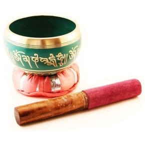 Authentic Tibetan Singing Bowl - Handcrafted Green Meditation Bowl for Relaxation, Yoga & Sound Healing | Perfect for Mindfulness, Stress Relief & Spiritual Practices