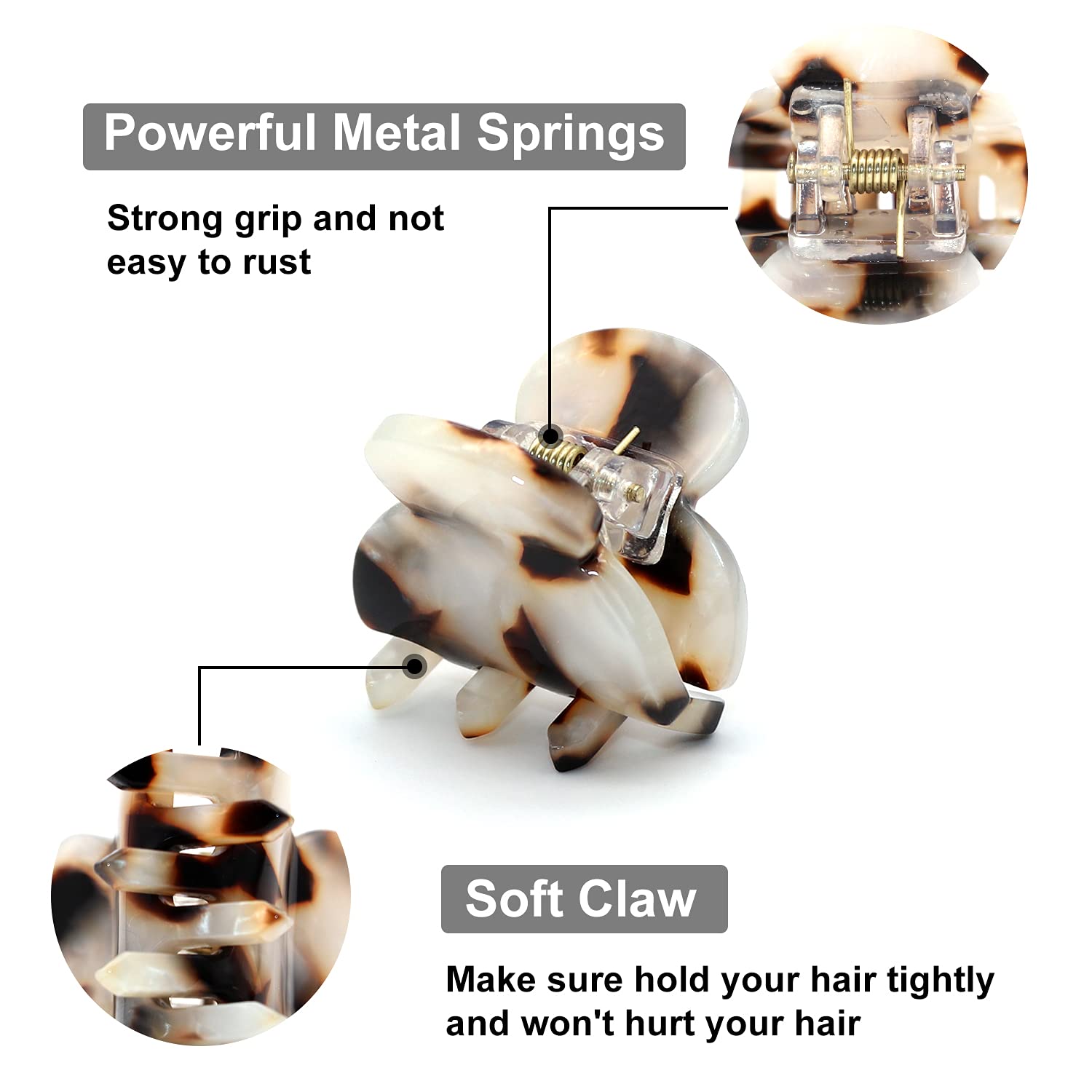 Cobahom 6Pcs Small Hair Clips for Women - Mini Hair Claws, Tortoise Shell & Leopard Acrylic Jaw Clips - Perfect for Thin & Thick Hair - Great for School, Work, Parties & Everyday Styling