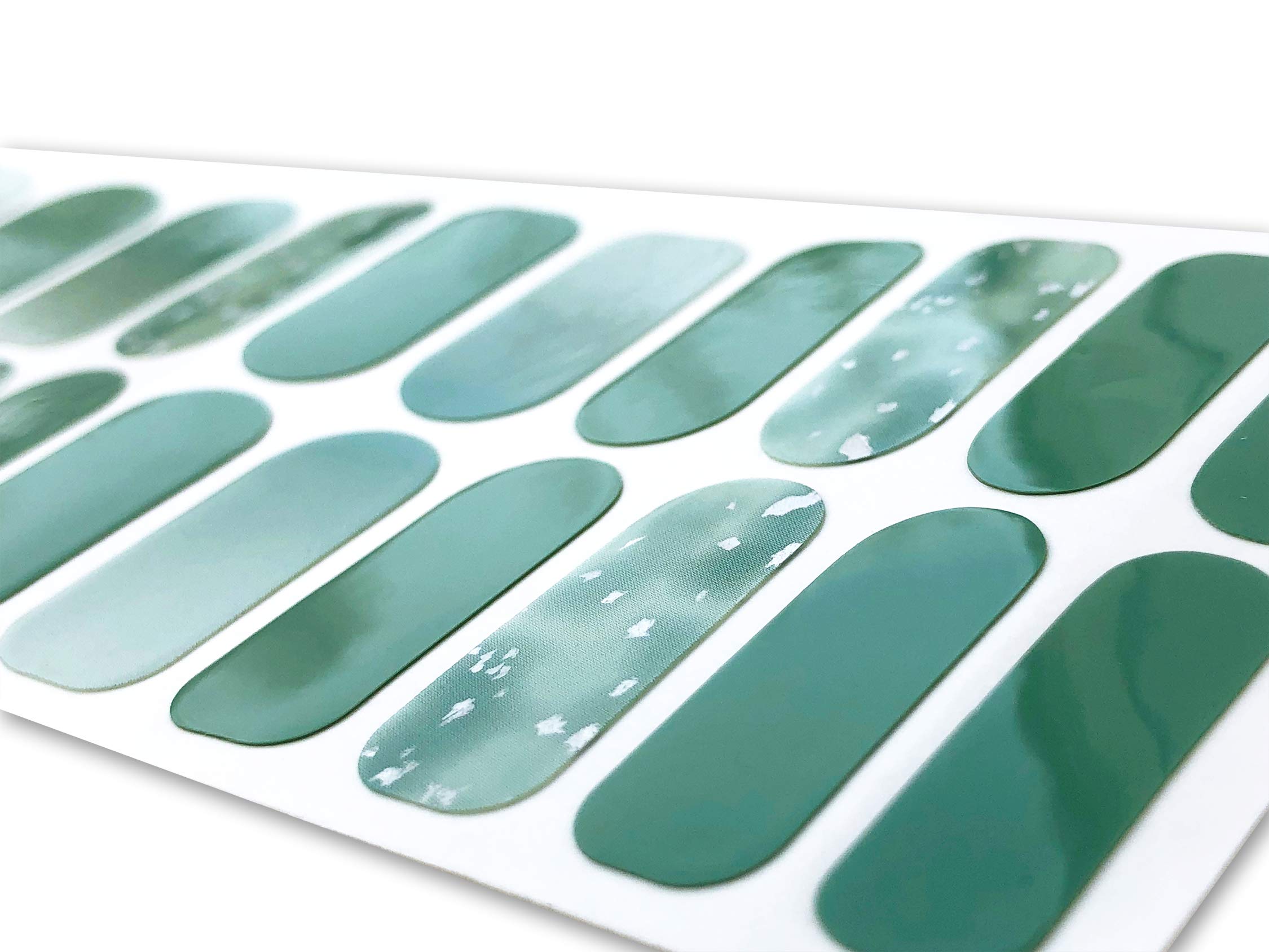 TOUGH GIRLS | 20 Exquisite Gel Nail Polish Strips with Application Accessories - No UV/LED Lamp Needed (Seafoam & Silver Speckles) - Perfect for DIY Manicures at Home, Parties & Gifts