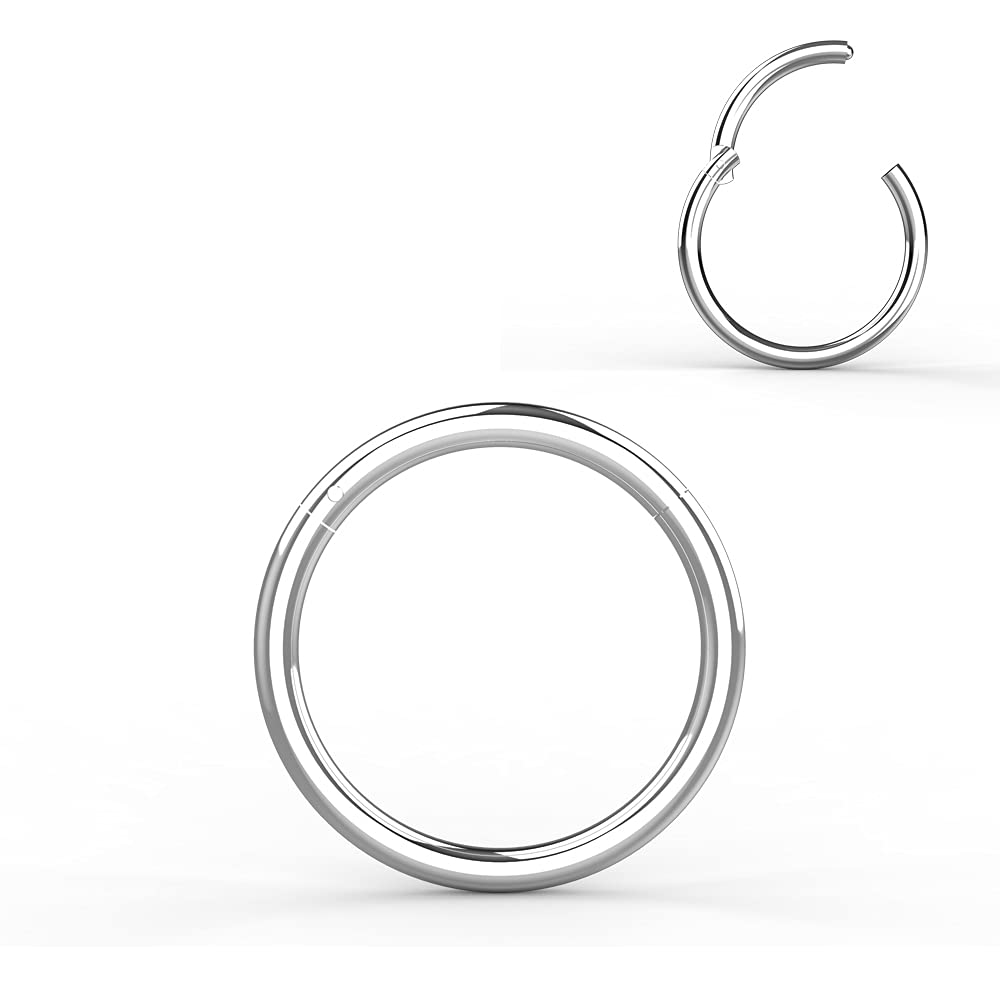 14K Solid Gold 16 Gauge Hinged Segment Nose Ring - Cartilage Earring for Rook, Daith, Tragus & Helix Piercings | Durable & Hypoallergenic Jewelry for Everyday Wear & Special Occasions