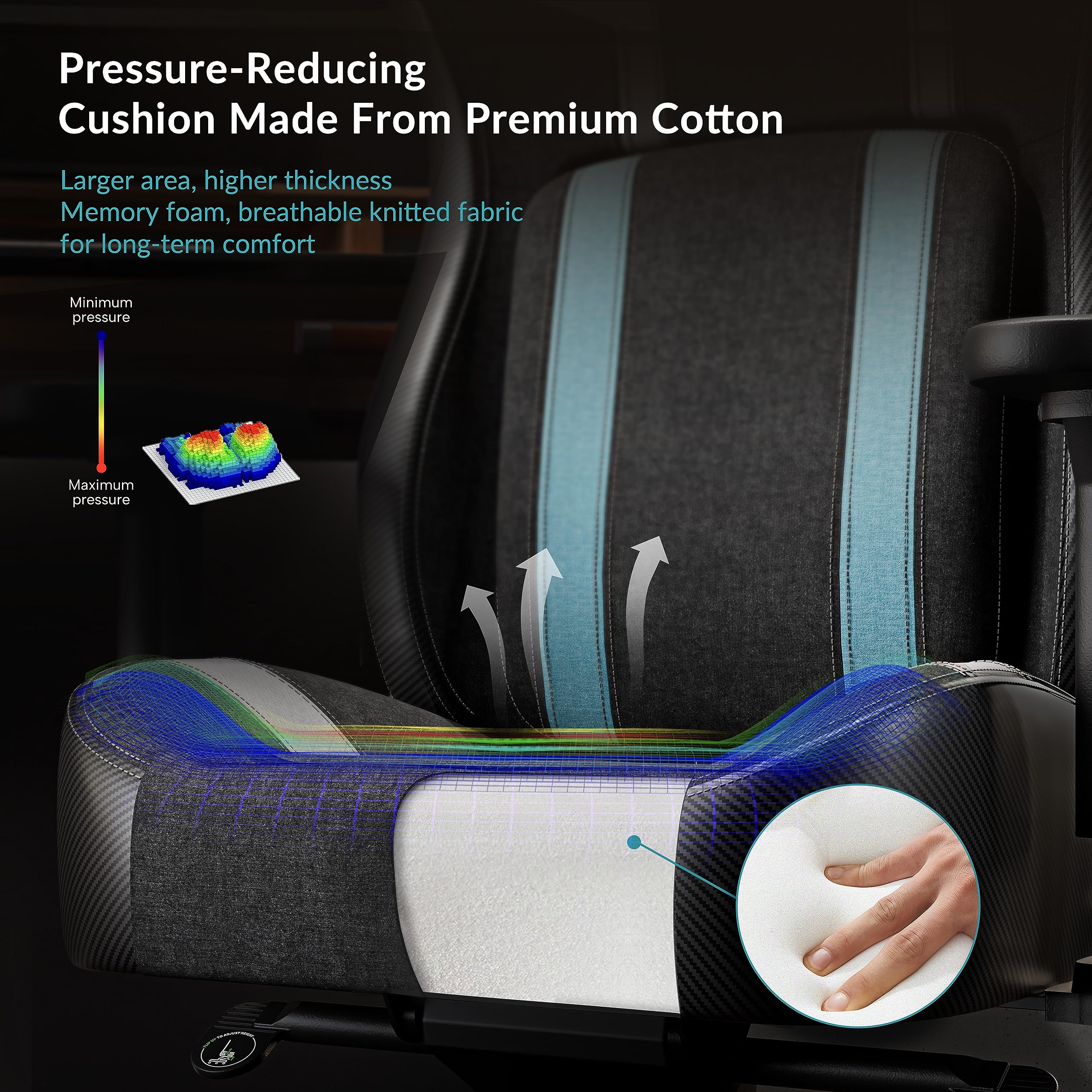 EUREKA ERGONOMIC Gaming Chair - High Back Ergonomic Office Chair with Lumbar Support & 4.3in Thick Seat Cushion, Computer Gamer Chair for Adults, Blue (Python II) - Perfect for Esports, Streaming & Long Gaming Sessions