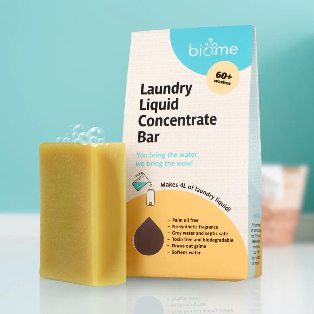 Biome Laundry Liquid Concentrate Bar - Eco-Friendly Plant-Based Detergent for Sensitive Skin | Perfect for Travel, Camping & Small Spaces