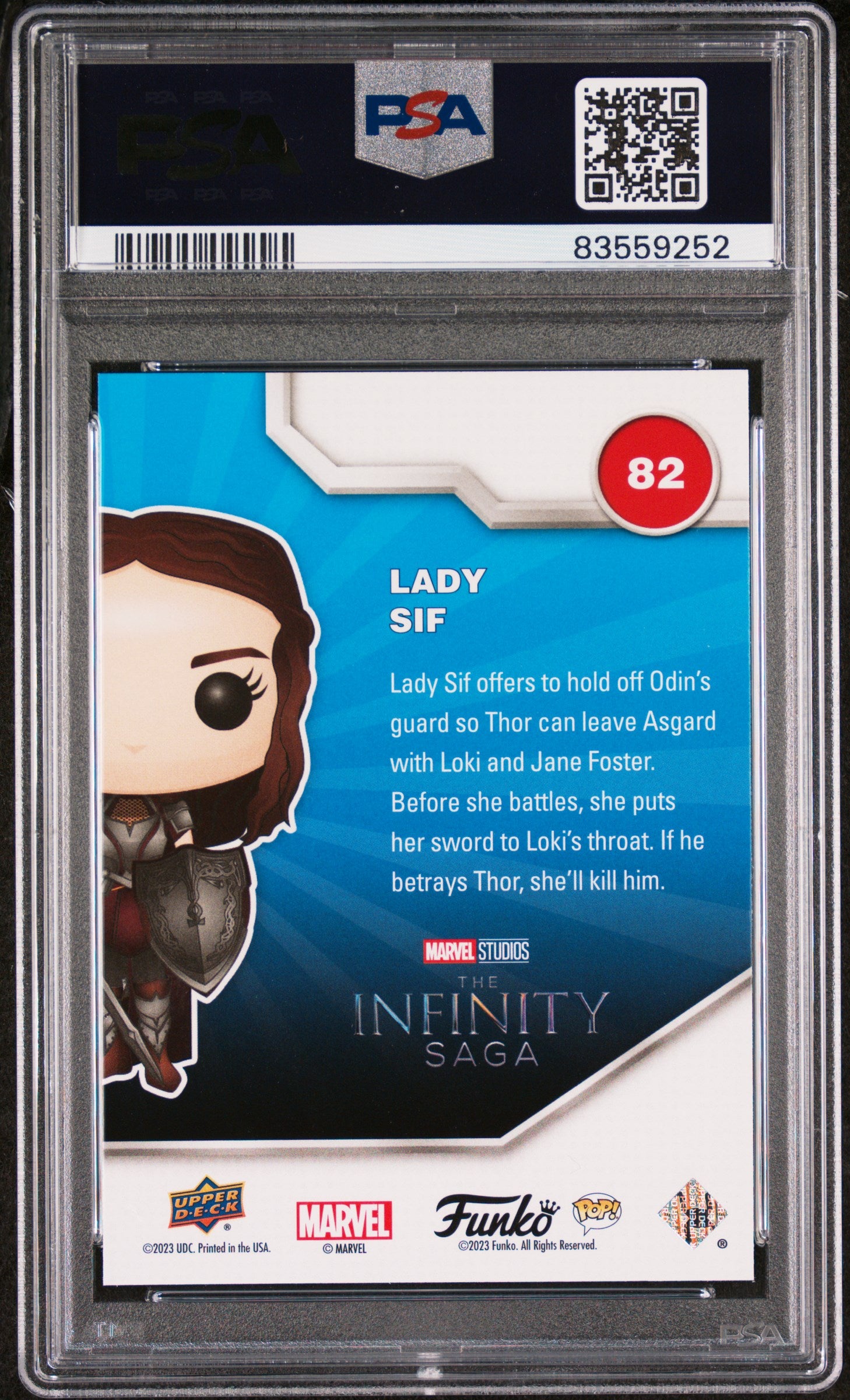 2023 Upper Deck Funko Pop Marvel Lady Sif Platinum #82 PSA 10 Graded Collectible - Perfect for Marvel Fans, Pop Culture Collectors & Display Cases