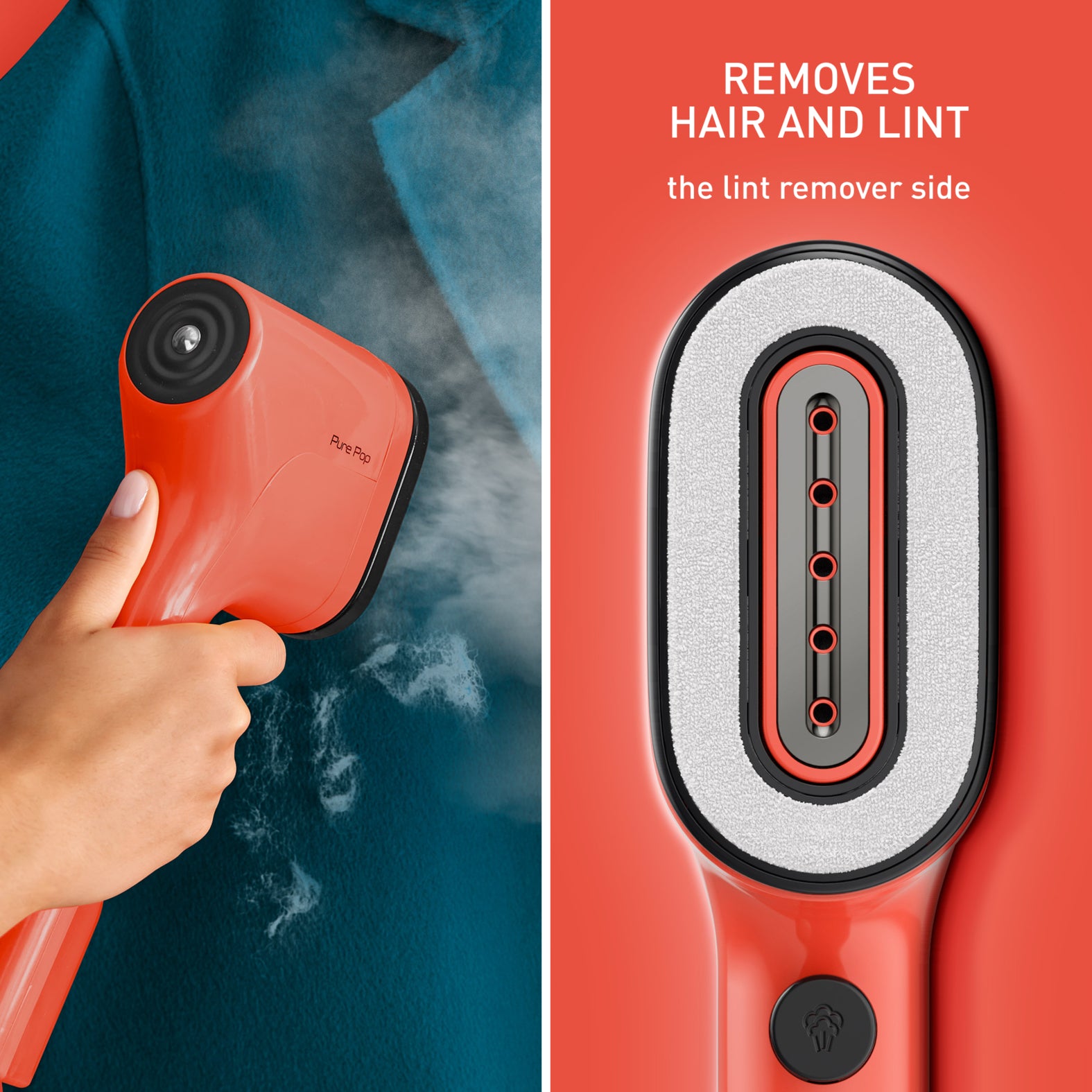 Tefal DT2022 Pure Pop Handheld Garment Steamer - Portable Clothes Steamer for Travel & Home Use - Perfect for Removing Wrinkles from Shirts, Dresses & Suits - Watermelon Color
